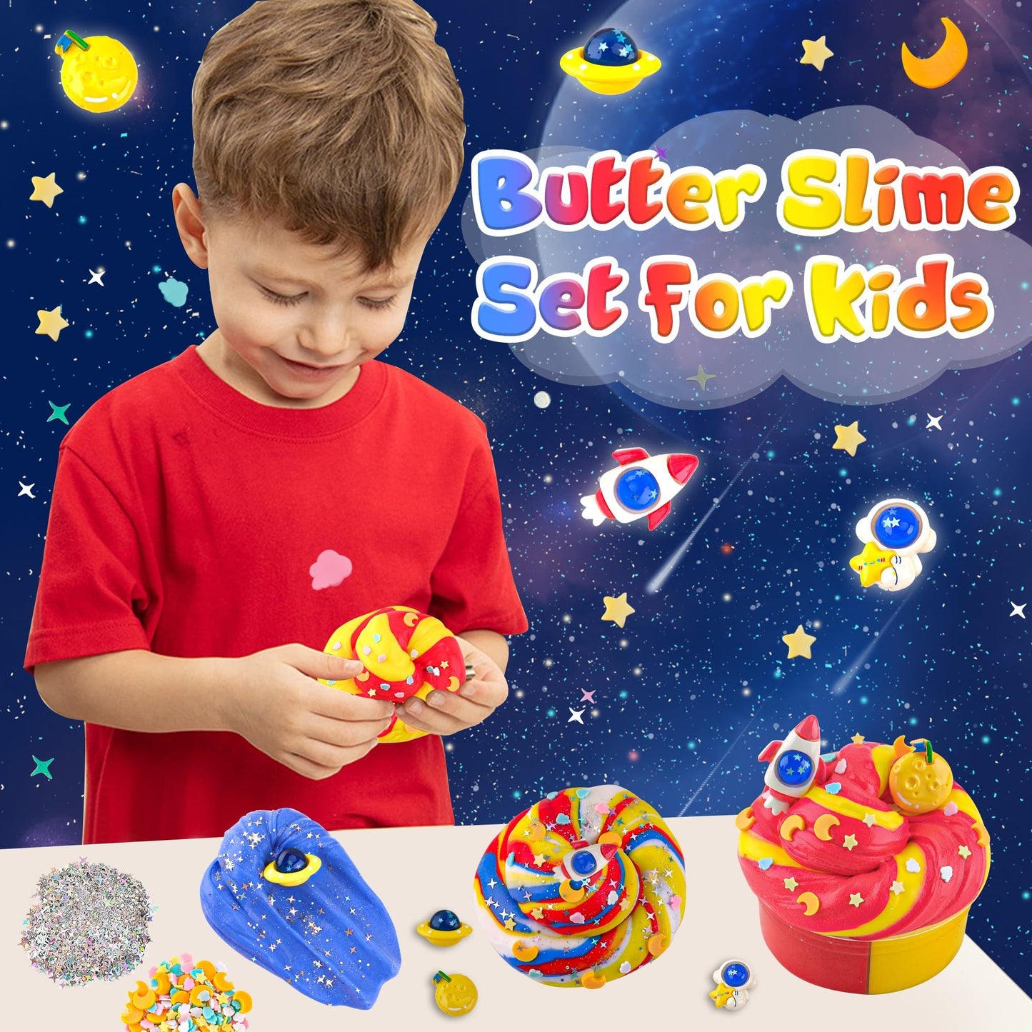 LAWOHO 2-Pack Galaxy Slime & Cloud Slime Kit for Kids Aged 8-12