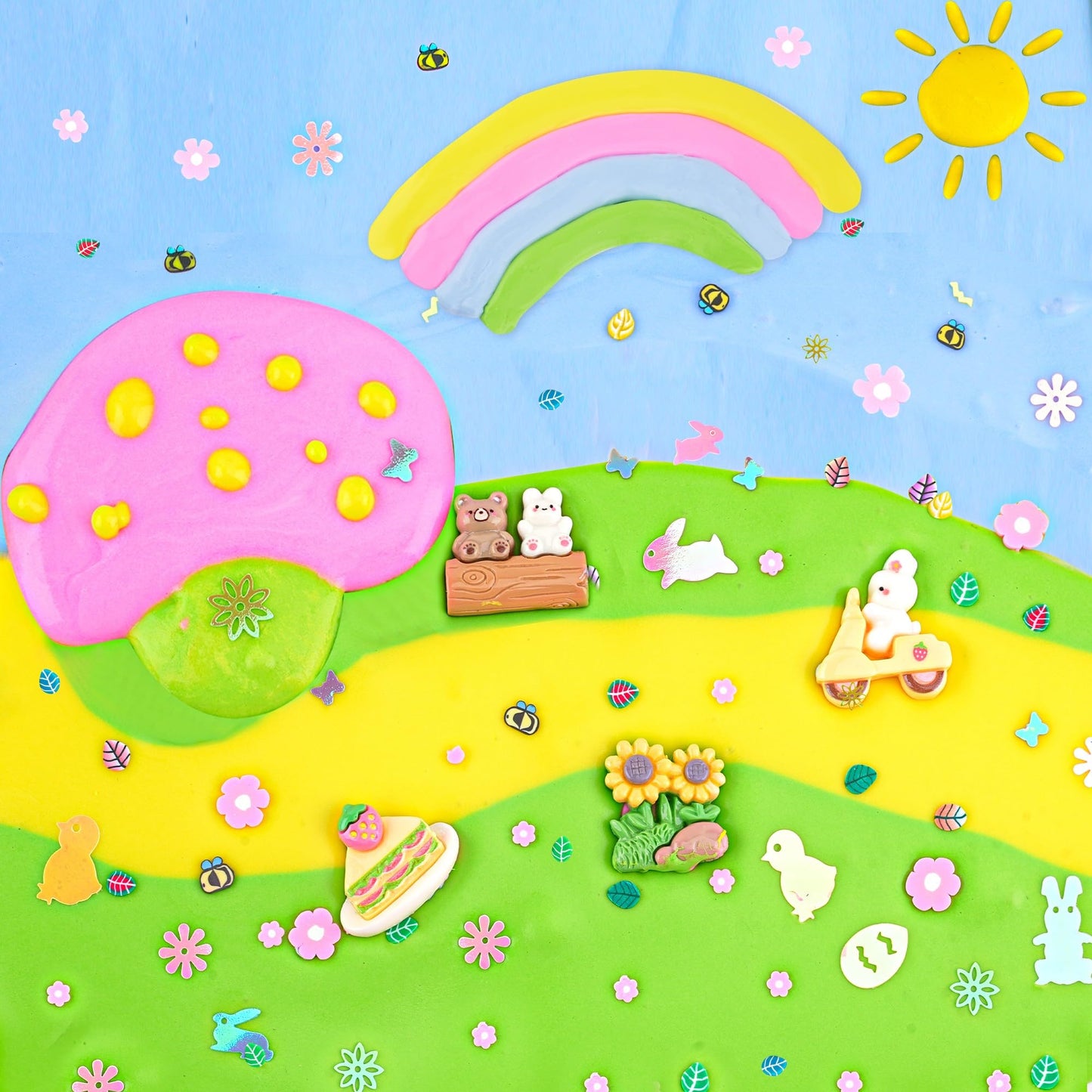 LAWOHO Butter Slime Kit – Two-Toned Slimes with 6 Add-Ins for Easter Fun
