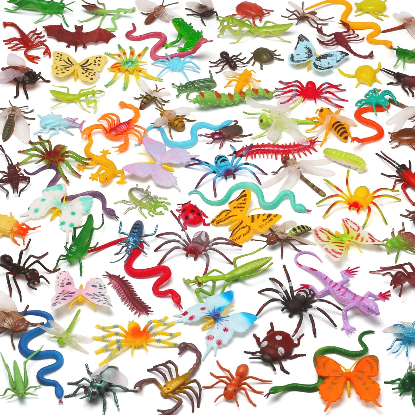 Laxdacee 100 Pcs Realistic Mini Bugs – Kids Insect Figures, Party Favors
