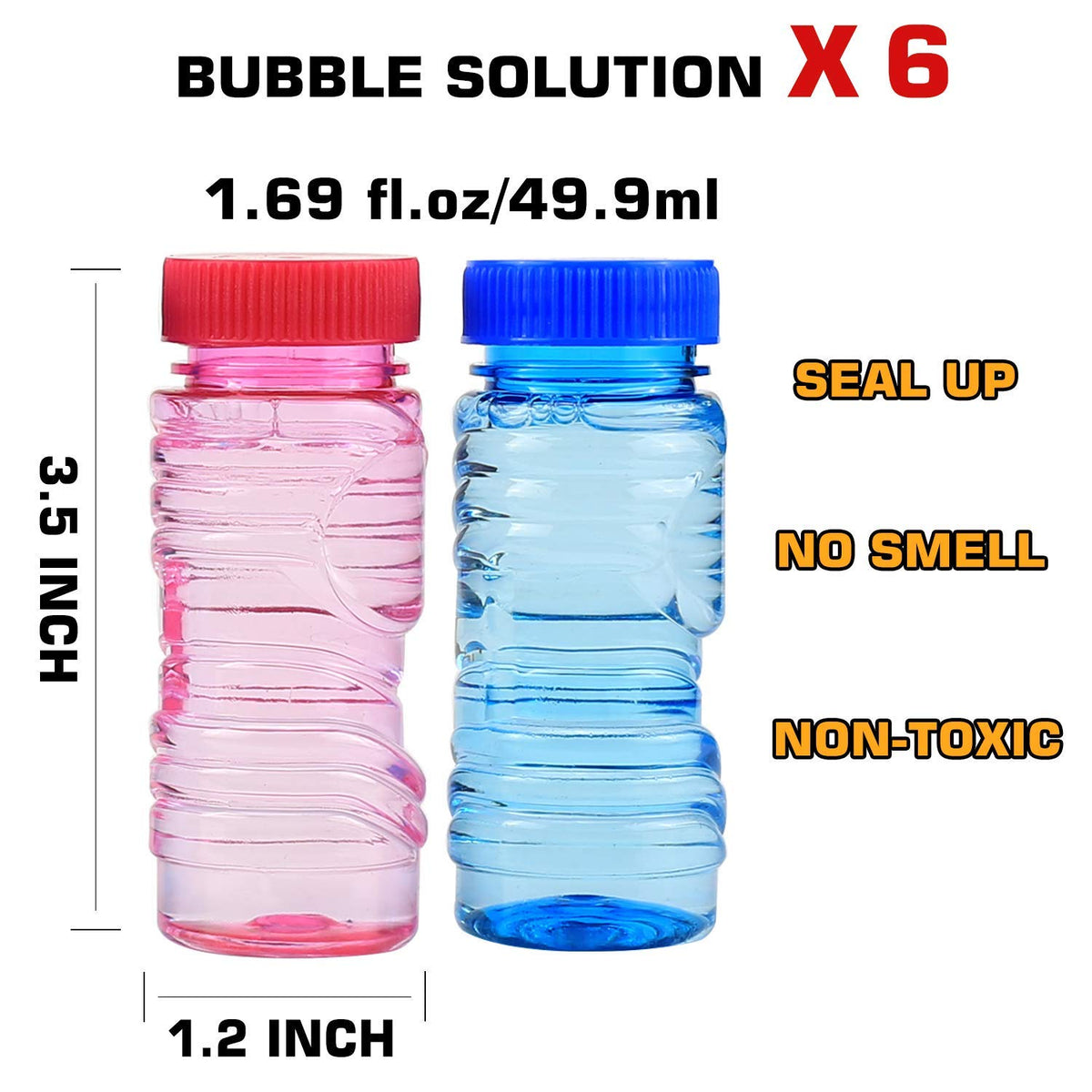 Laxdacee 6 Pcs Bubble Gun Shooter LED Light Up — Wind-Up Bubbles Blaster Kit (No Batteries Needed)