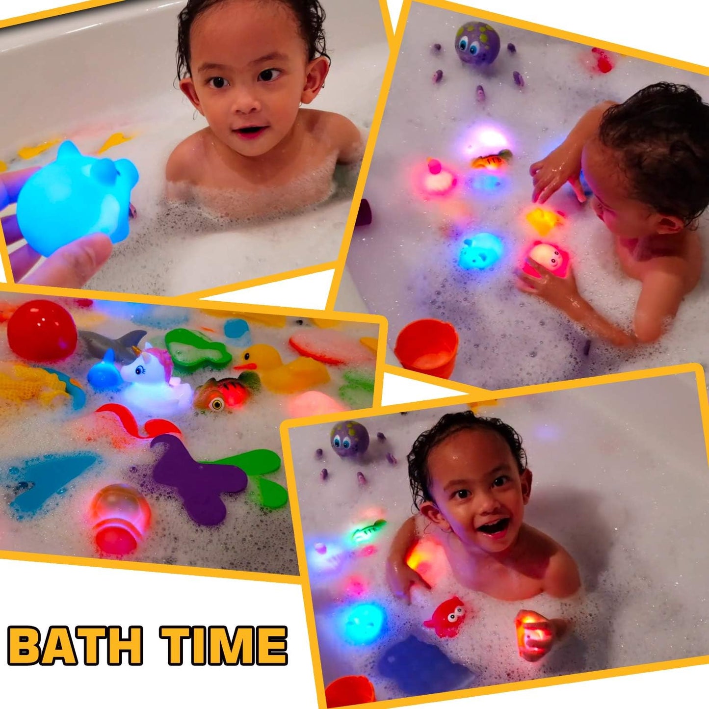 Laxdacee No Hole Bath Toy 12 Pack — Light Up Floating Animals for Bathtub & Pool