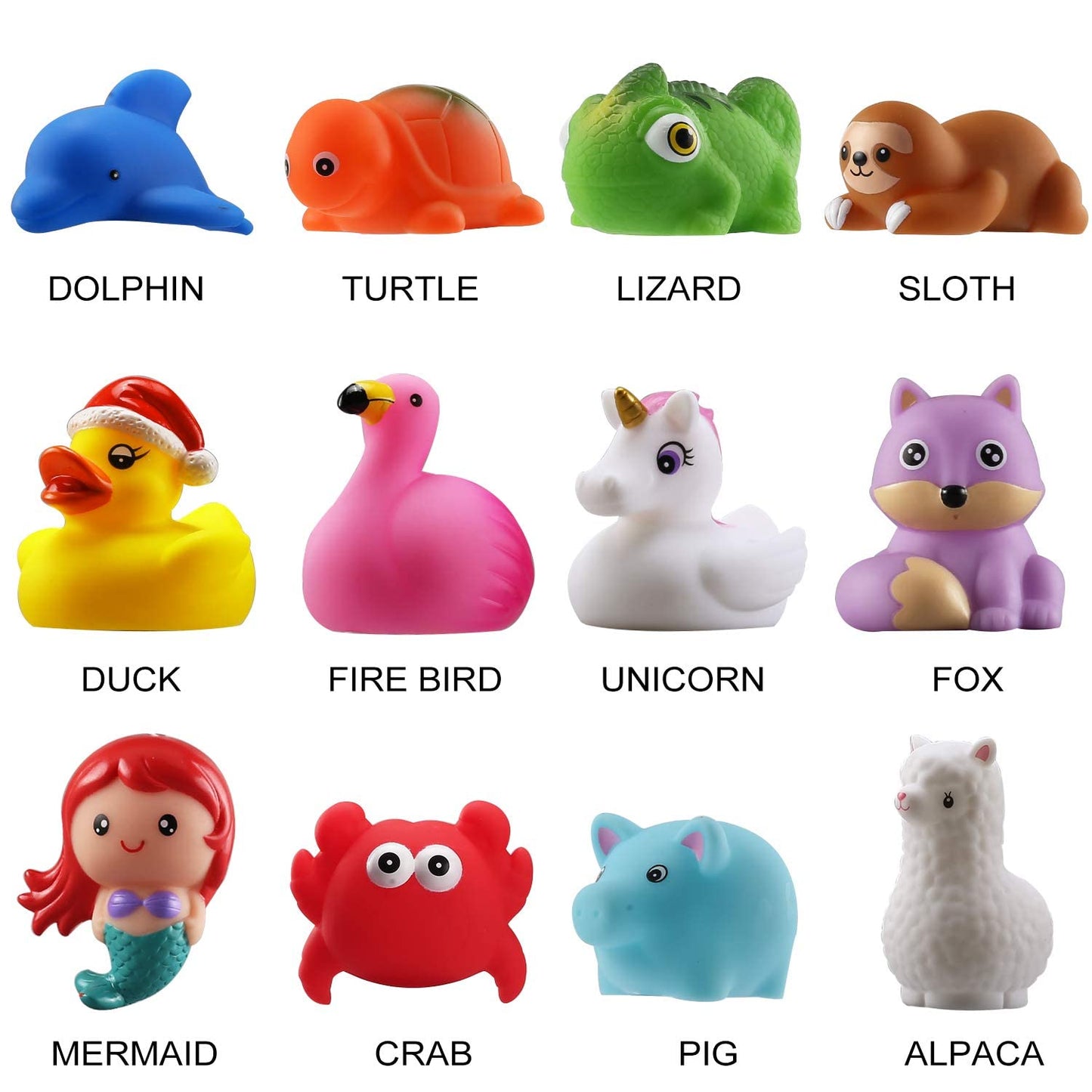 Laxdacee No Hole Bath Toy 12 Pack — Light Up Floating Animals for Bathtub & Pool