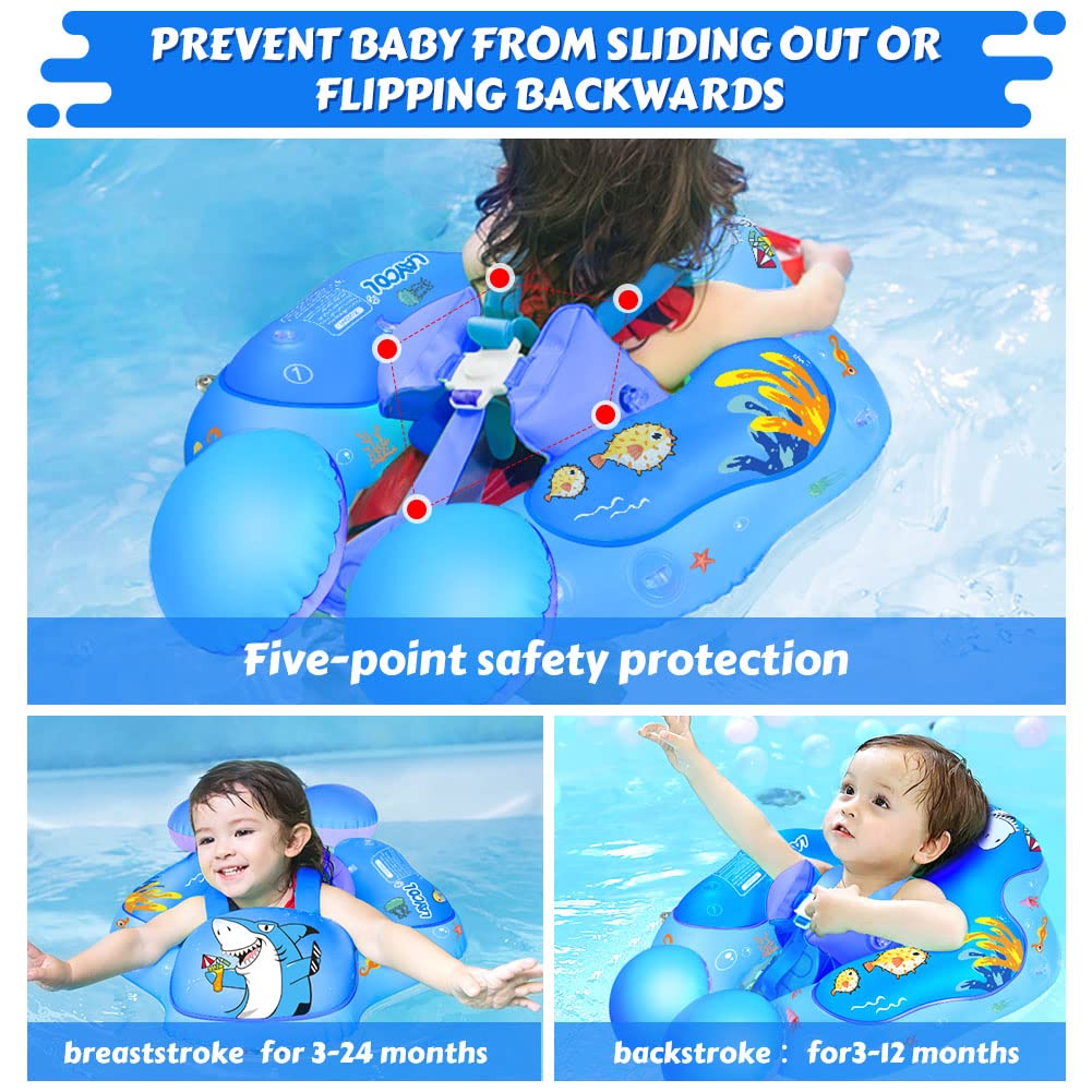 LAYCOL Baby Swimming Float with UPF50+ Sun Canopy – No-Flip Pool Float (3–36 Months)