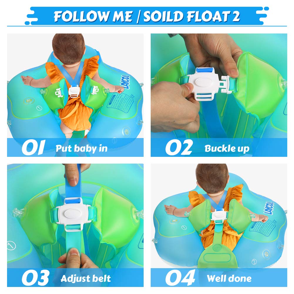 LAYCOL Baby Pool Float No Flip Over with Sun Canopy – 3-36 Months (Blue)