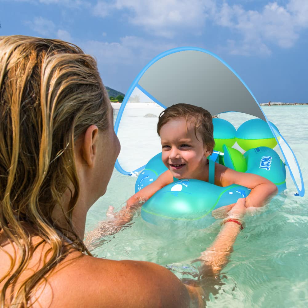 LAYCOL Baby Pool Float with Canopy – UPF 50+ Sun Protection, Anti-Flip Safety for 3-36 Months