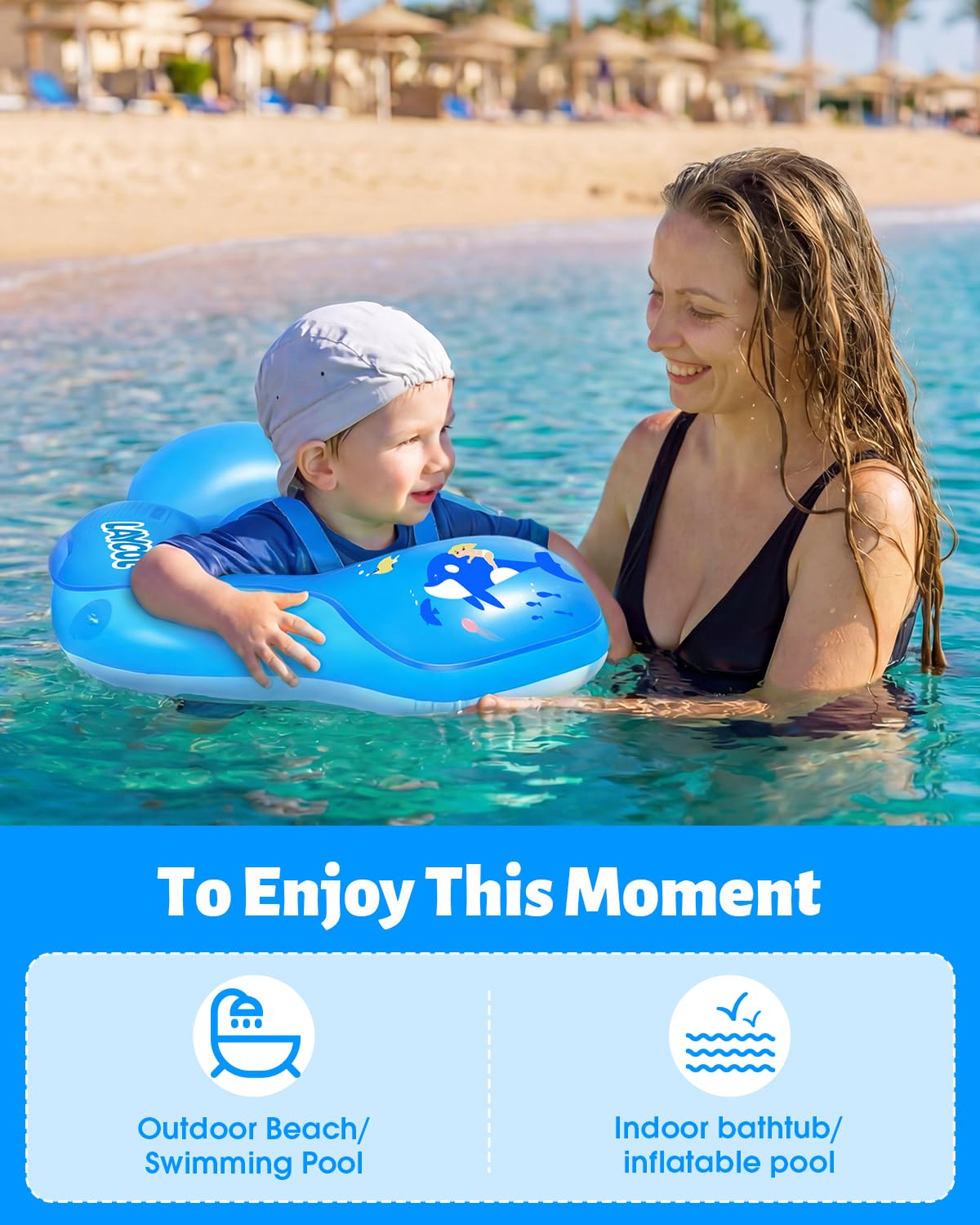 LAYCOL Baby Pool Float No Flip Over with Sun Canopy – 3-36 Months | Double Air Chambers