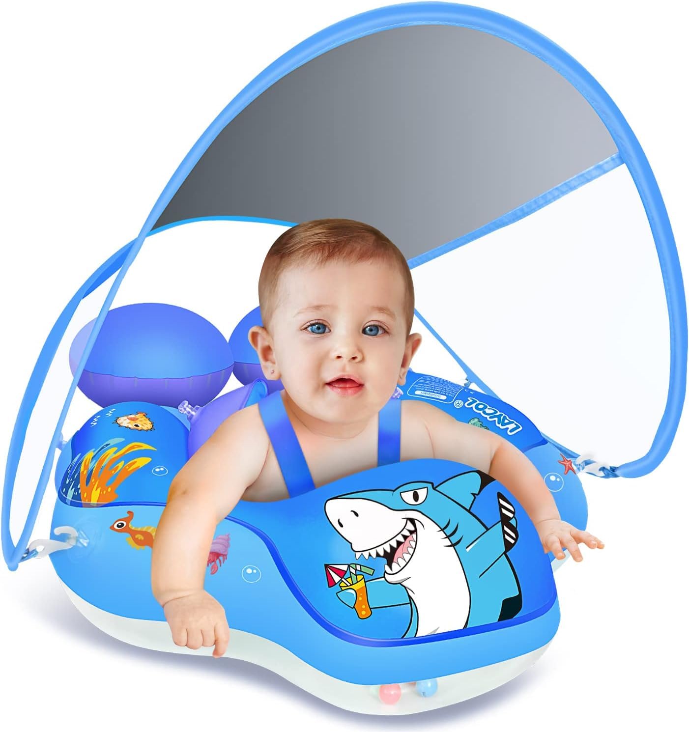 LAYCOL Baby Pool Float with Canopy – UPF50+ Sun Protection for 3–36 Months