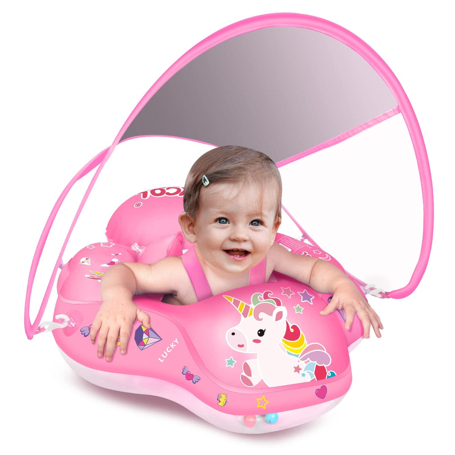 LAYCOL Baby Pool Float No Flip Over with Sun Canopy – 3–36 Months