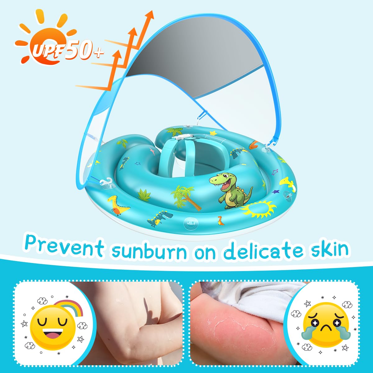 LAYCOL Baby Pool Float with Canopy | UPF50+ Sun Protection | 6-24 Months