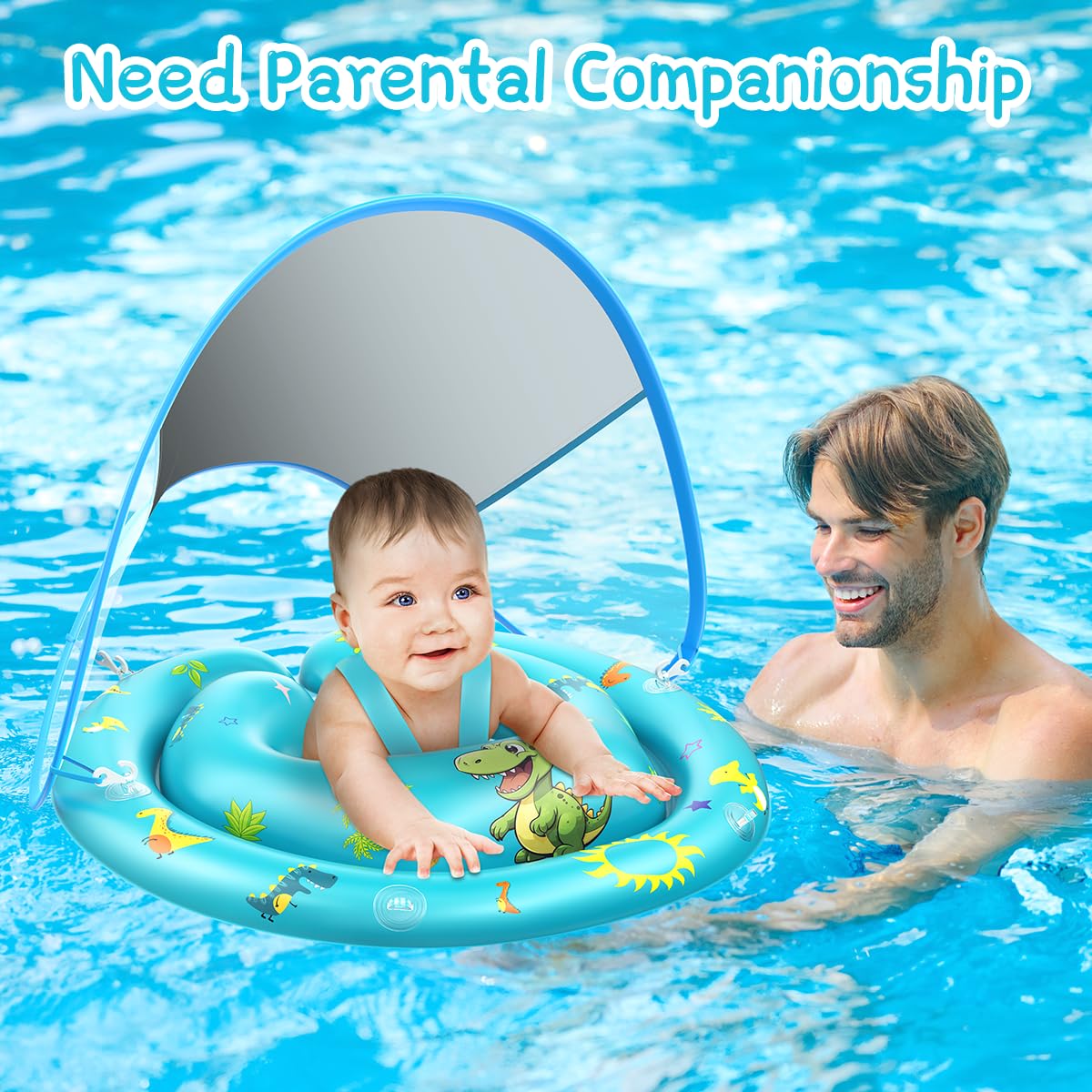 LAYCOL Baby Pool Float with Canopy | UPF50+ Sun Protection | 6-24 Months