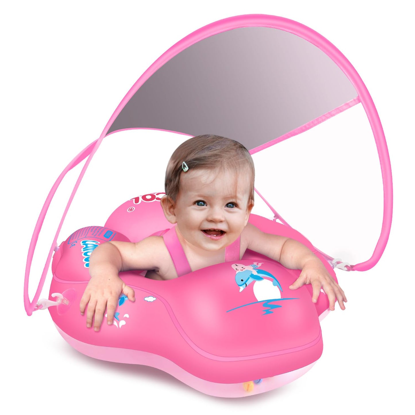 LAYCOL Baby Swimming Float with Sun Canopy – 3–36 Months | Safe Pool Ring