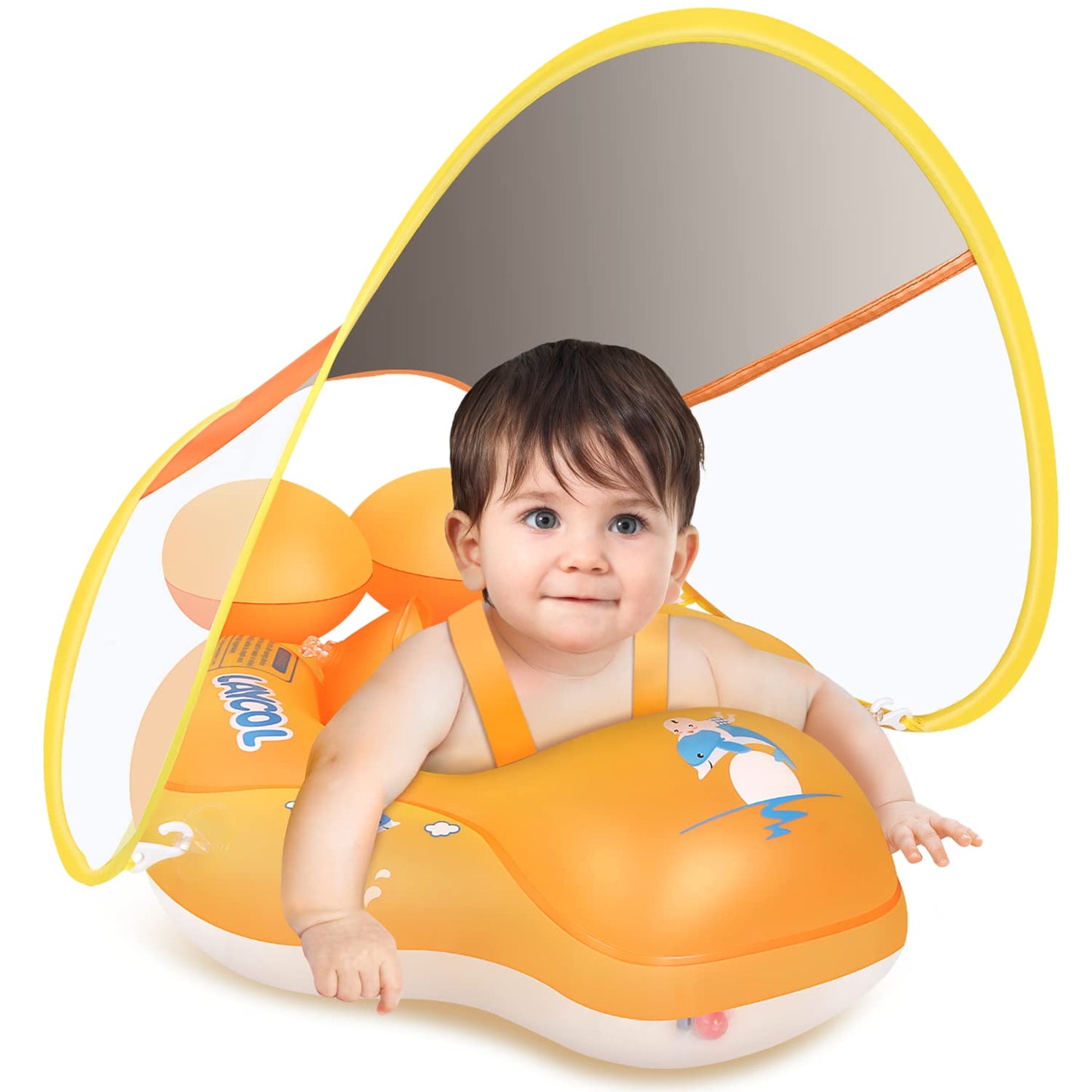 LAYCOL Baby Swimming Float with Sun Canopy for 3-36 Months | Anti-Flip Safety