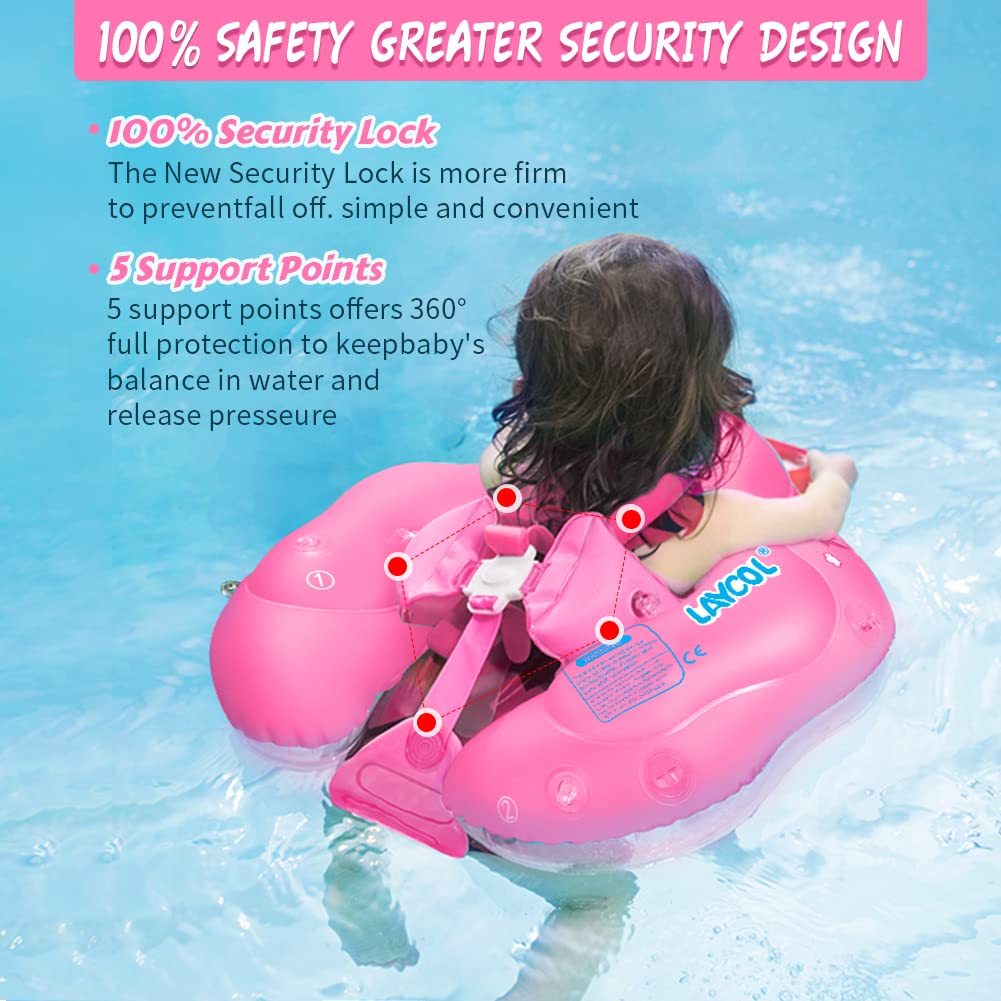 LAYCOL Baby Swimming Float with UPF50+ Sun Canopy — Anti-Flip Pool Float for 3-36 Months
