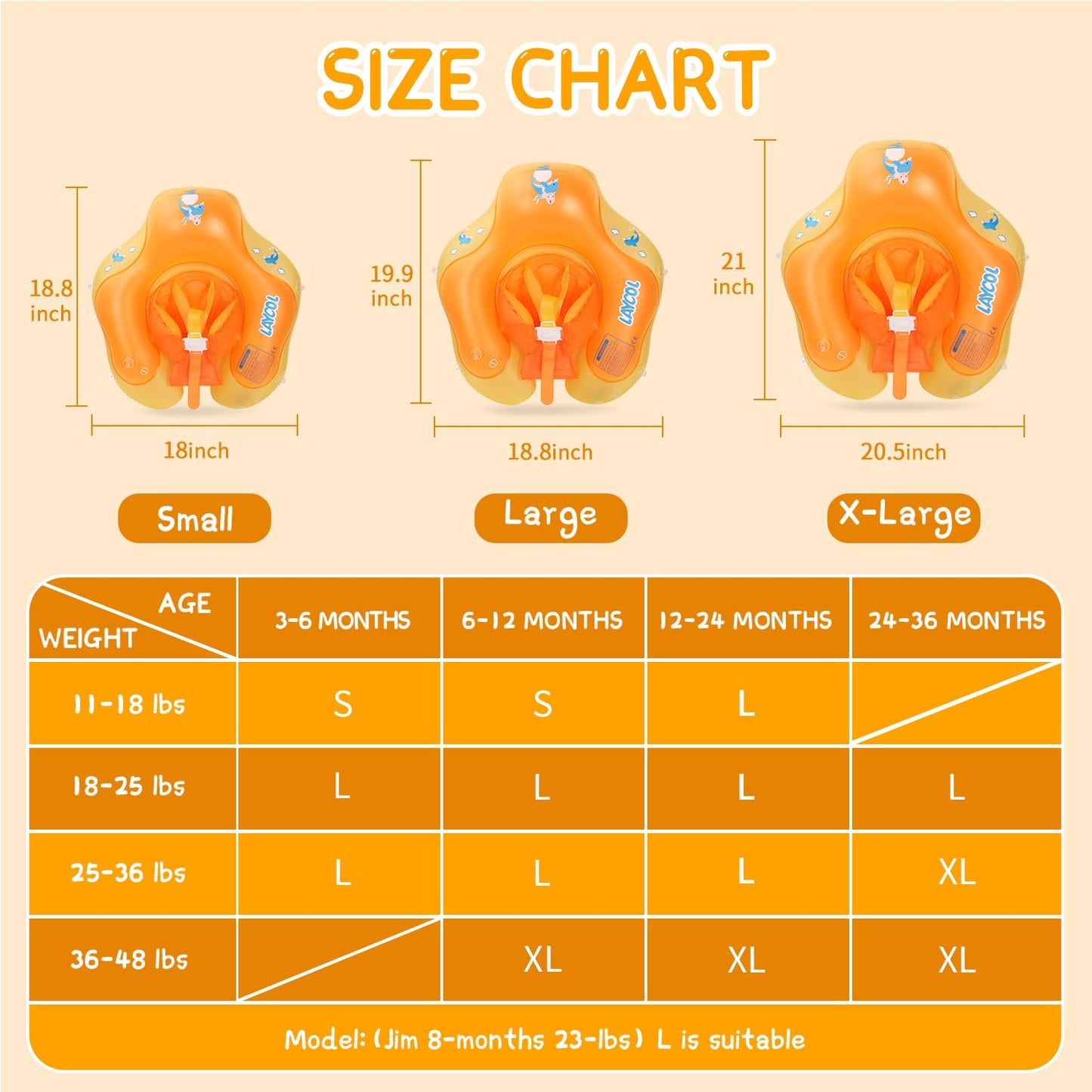 LAYCOL Baby Swimming Float with UPF50+ Sun Canopy | Anti-Flip Pool Float for 3-36 Months