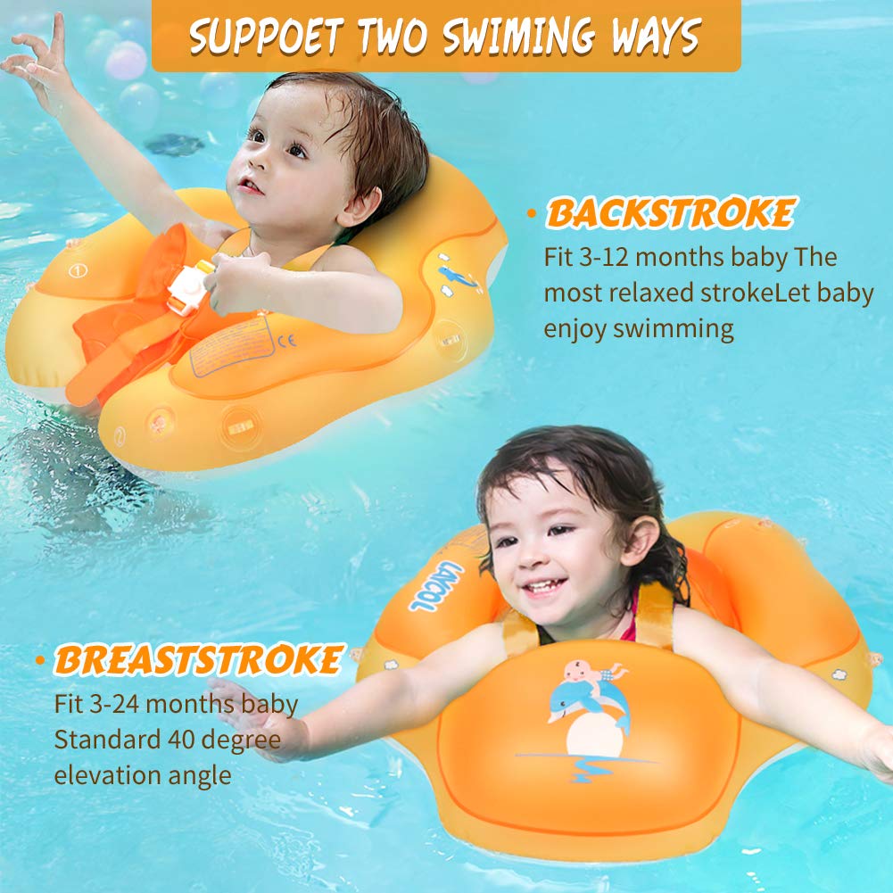 LAYCOL Baby Swimming Float with UPF50+ Sun Canopy | Anti-Flip Pool Float for 3-36 Months