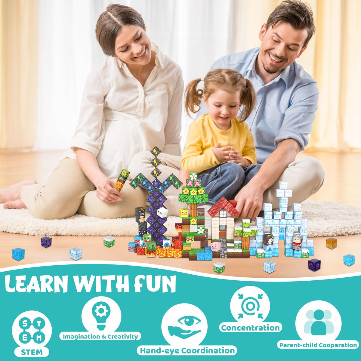 LAYVIC 200PCS Magnetic Building Blocks Set | STEM Toys for Kids 3-12