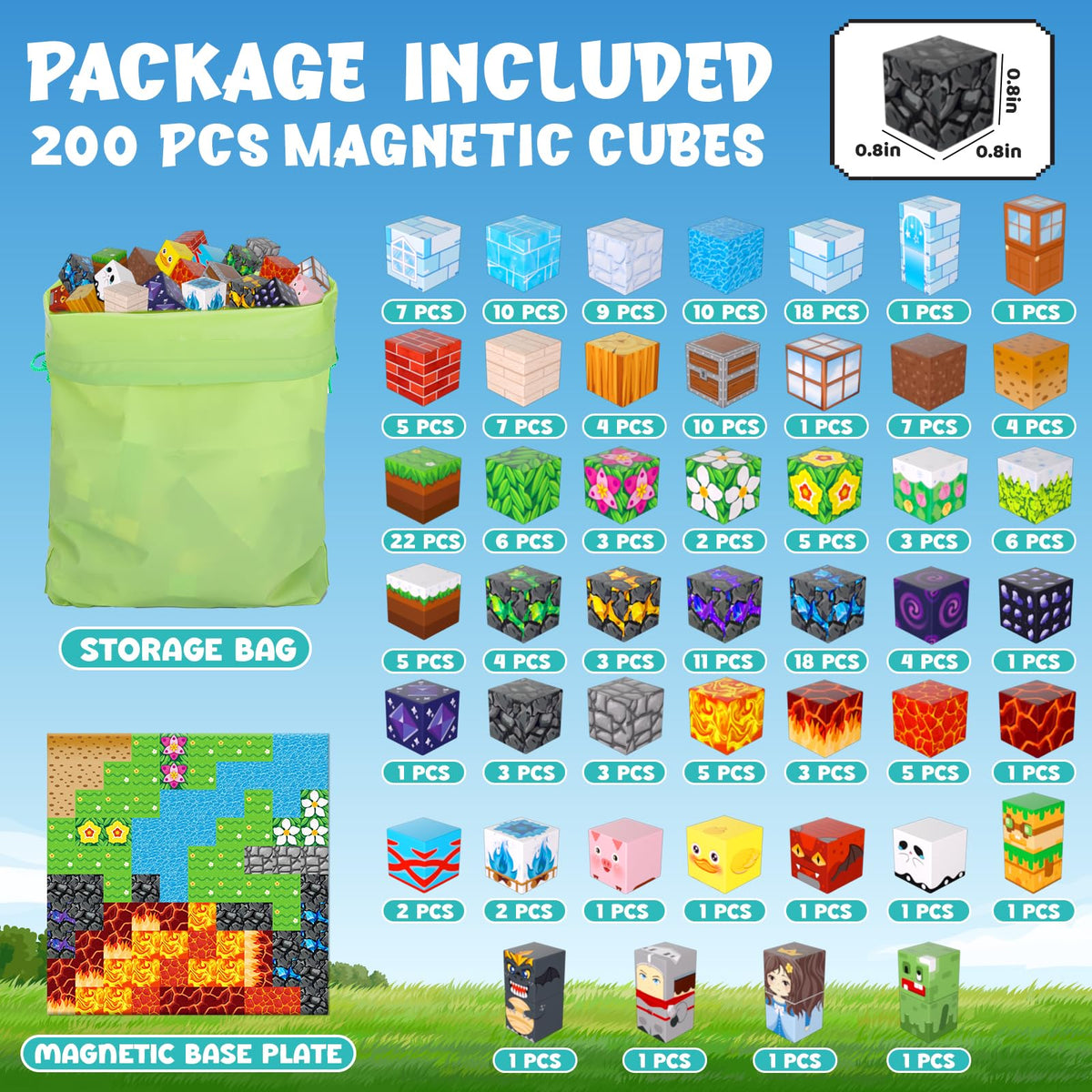 LAYVIC 200PCS Magnetic Building Blocks Set | STEM Toys for Kids 3-12