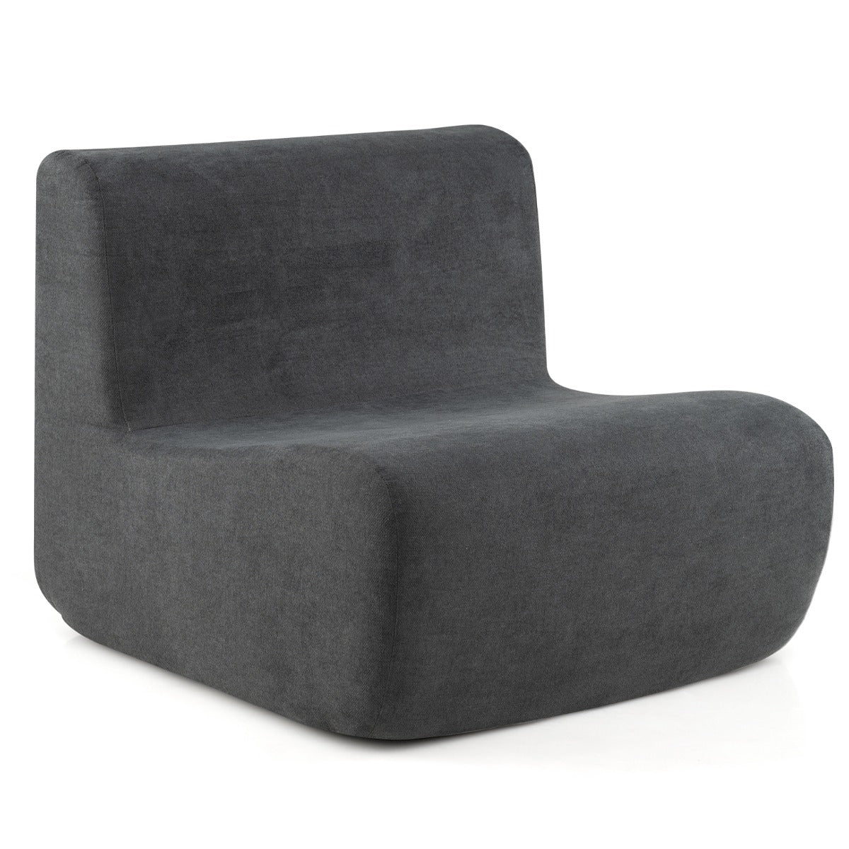 Lazy Floor Sofa Chair with Soft Velvet and Ergonomic Support-Beige