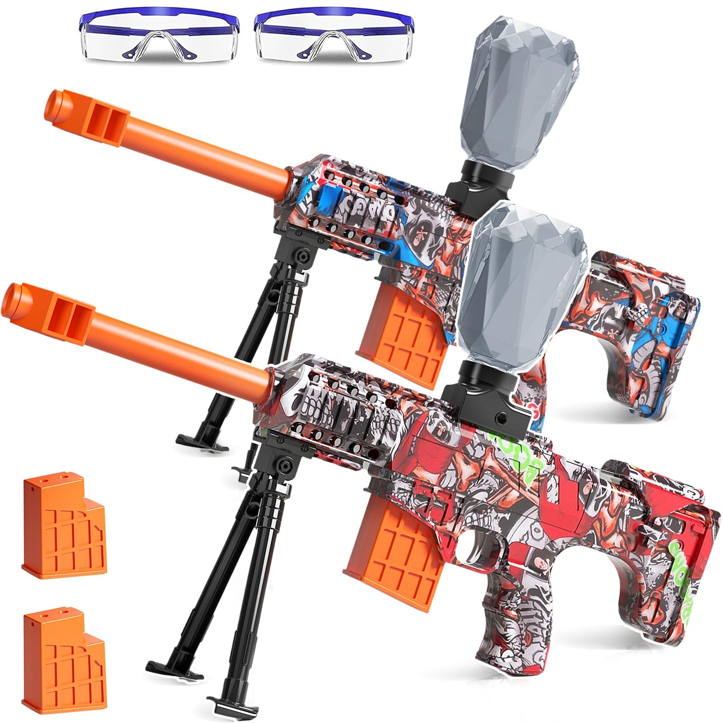LAZZAROU 2 Pack Electric Gel Blaster — Full Auto Splatter, 11 Rounds per Second, 7.4V 500mAh