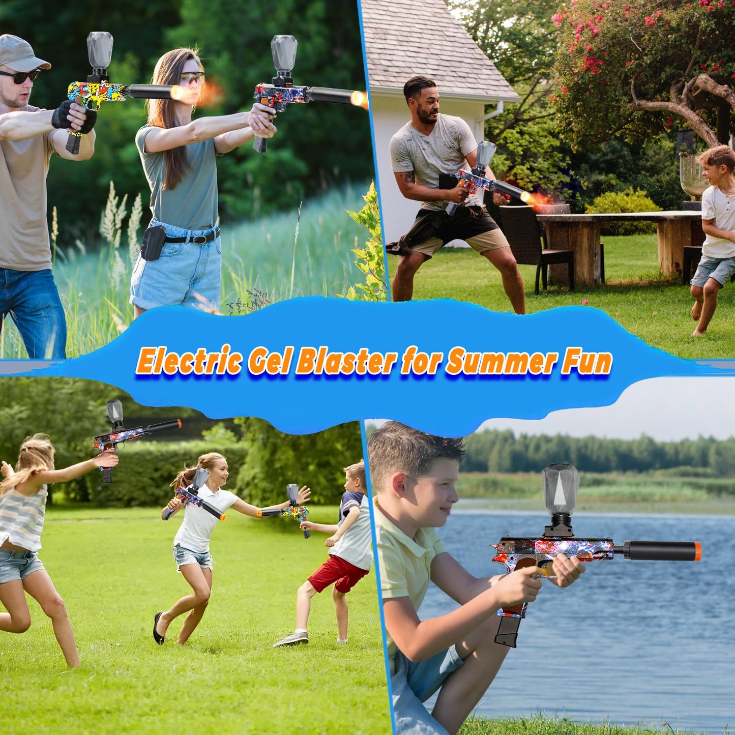LAZZAROU 2 Set Electric Blaster Toys, Light Up Splatter Blasters - 11 Rs Per Seconds, 7.4V/500 mAh Batteries, Perfect for Outdoor Team Play Game Activities, Parties & Summer Fun, Ages 12 & Up