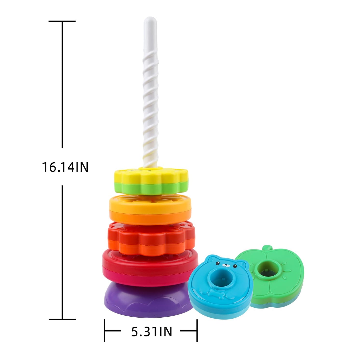 LBAIBB Rainbow Spin Tower - Spinning Stacking Toy for Toddlers 1-3 | Montessori Sensory Toy