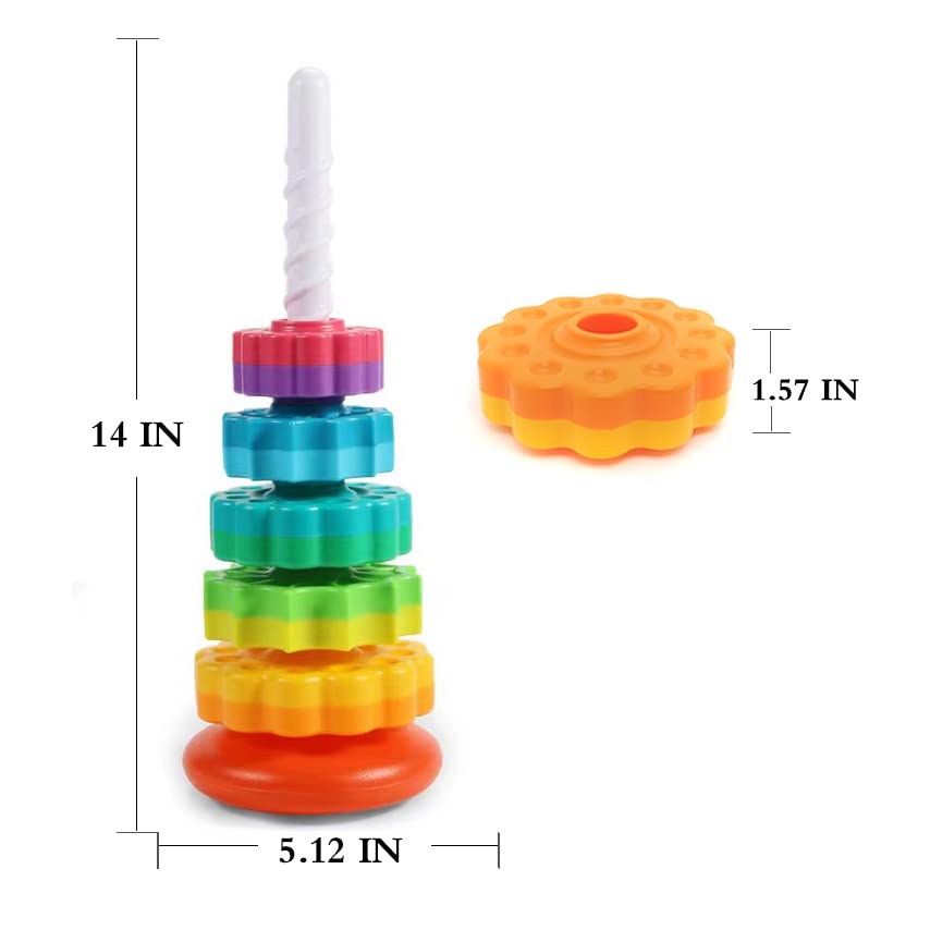 LBAIBB Rainbow Spin Tower – 1 Pcs Spinning Stacking Toy for Toddlers 1-3