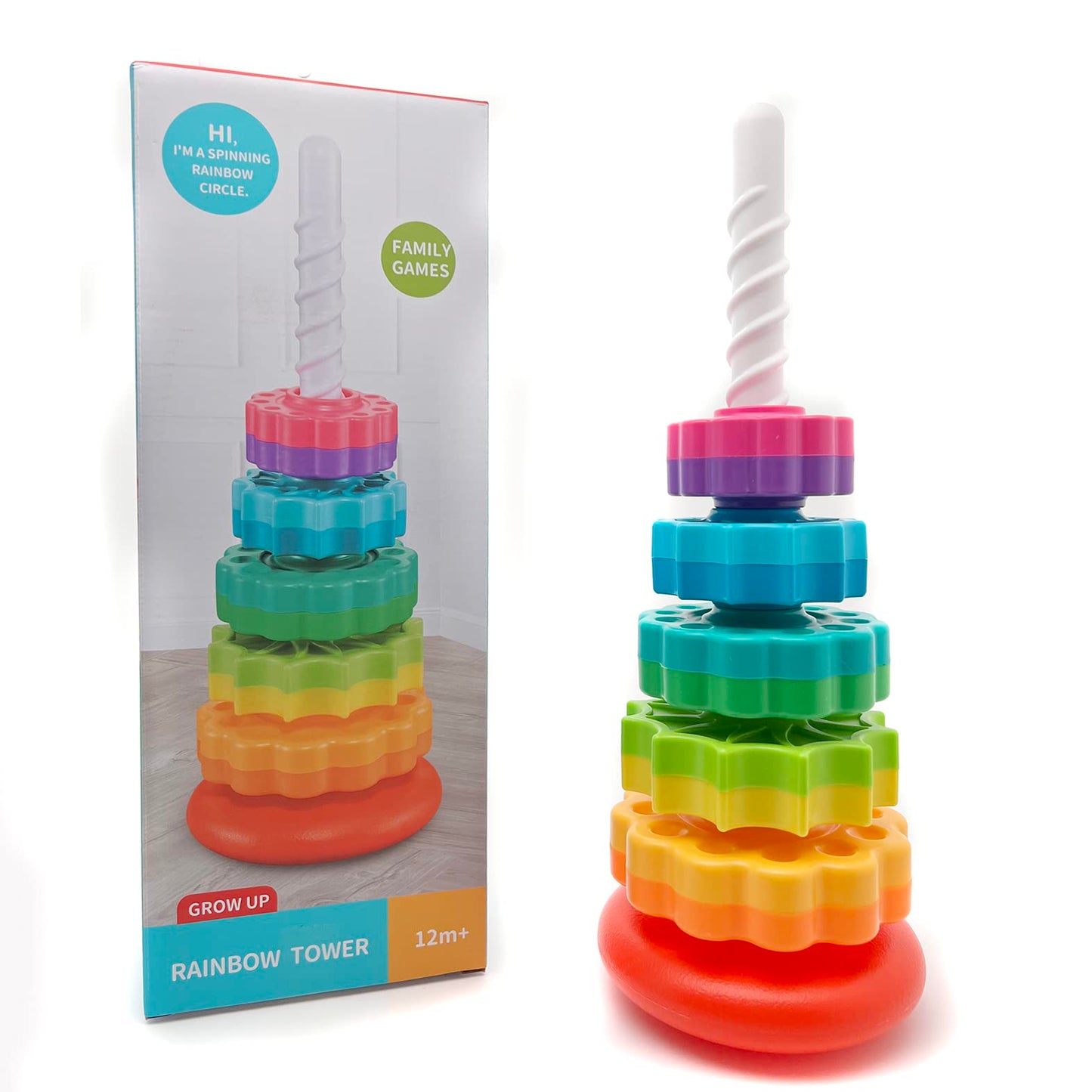 LBAIBB Rainbow Spin Tower – 1 Pcs Spinning Stacking Toy for Toddlers 1-3