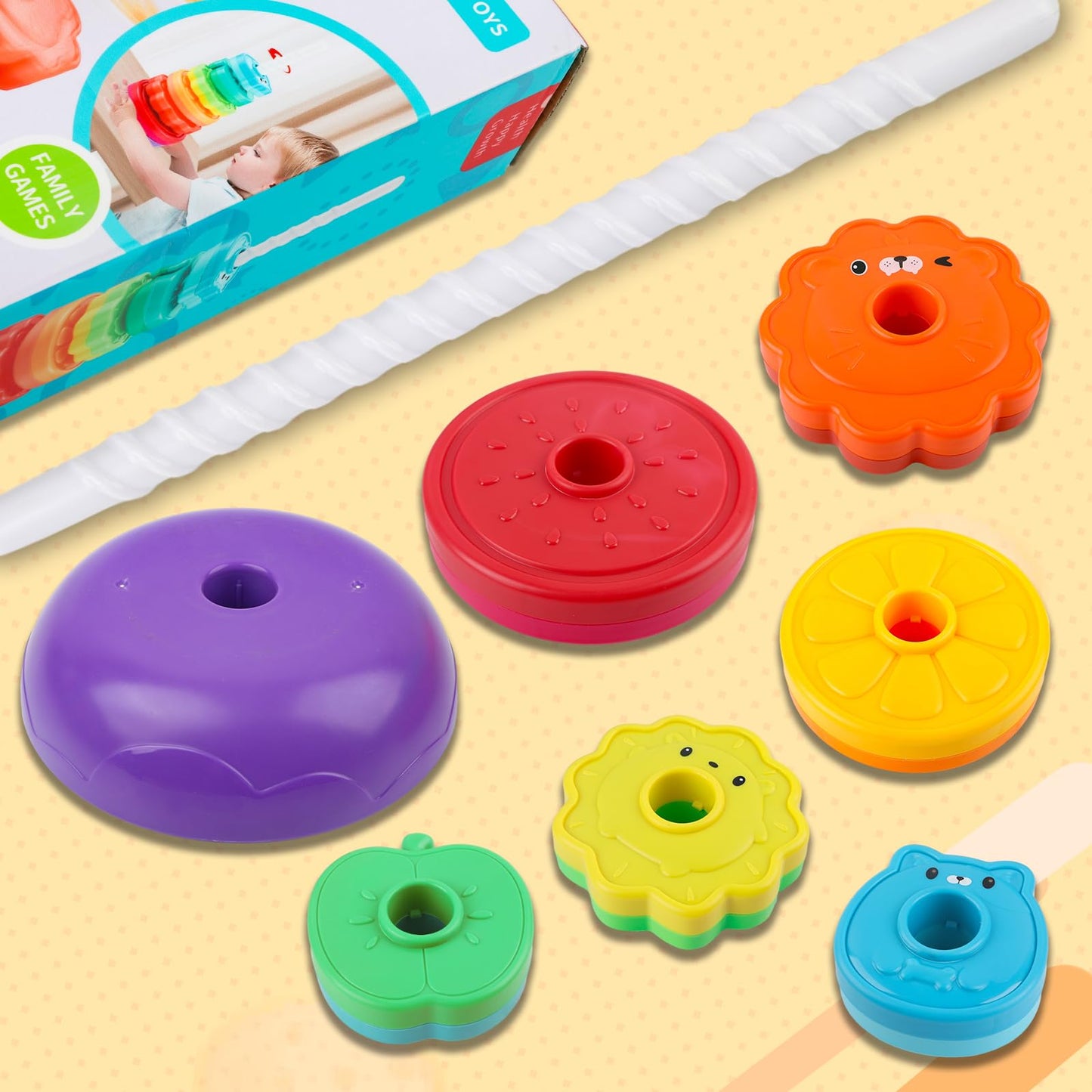 LBAIBB Rainbow Spin Tower - Spinning Stacking Toy for Toddlers 1-3 | Montessori Sensory Toy