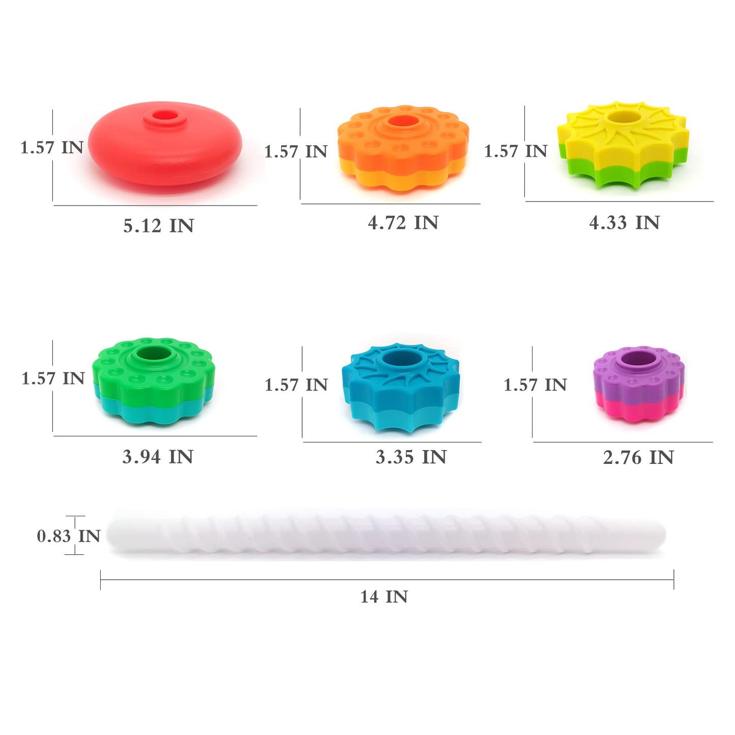 LBAIBB Rainbow Spin Tower – 1 Pcs Spinning Stacking Toy for Toddlers 1-3