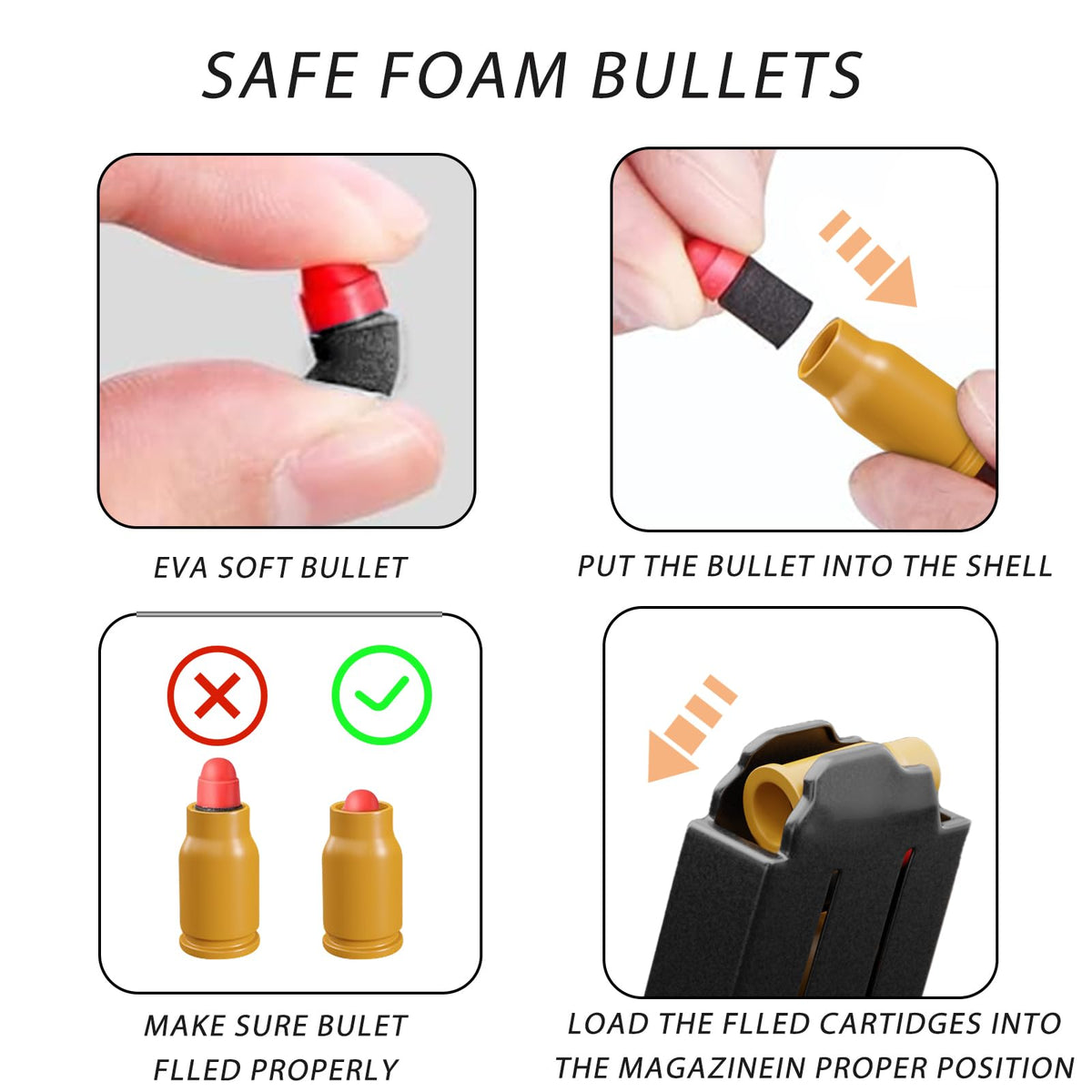 LBDREXZ EVA Foam Bullets – 100 Soft Bullets + 56 Shells, Compatible Toy Gun Refills