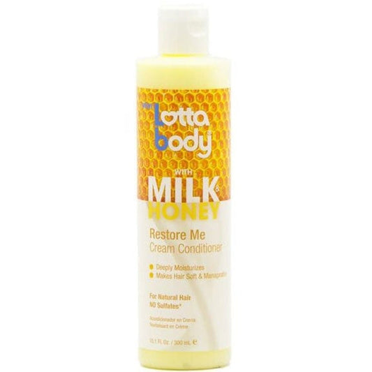Lottabody Milk Honey Restore Me Cream Conditioner Deeply Hydrating & Repairing for Dry, Damaged & Natural Hair 300ml / 10.14 oz