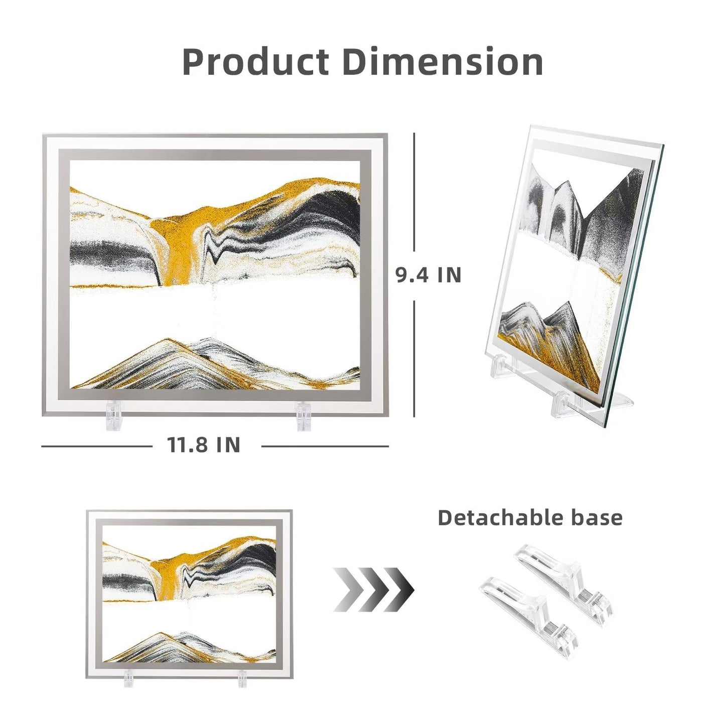 LCDOCLAK Moving Sand Art Picture - 12x10 in 3D Hourglass Deep Sea Sandscape for Desk & Home Decor