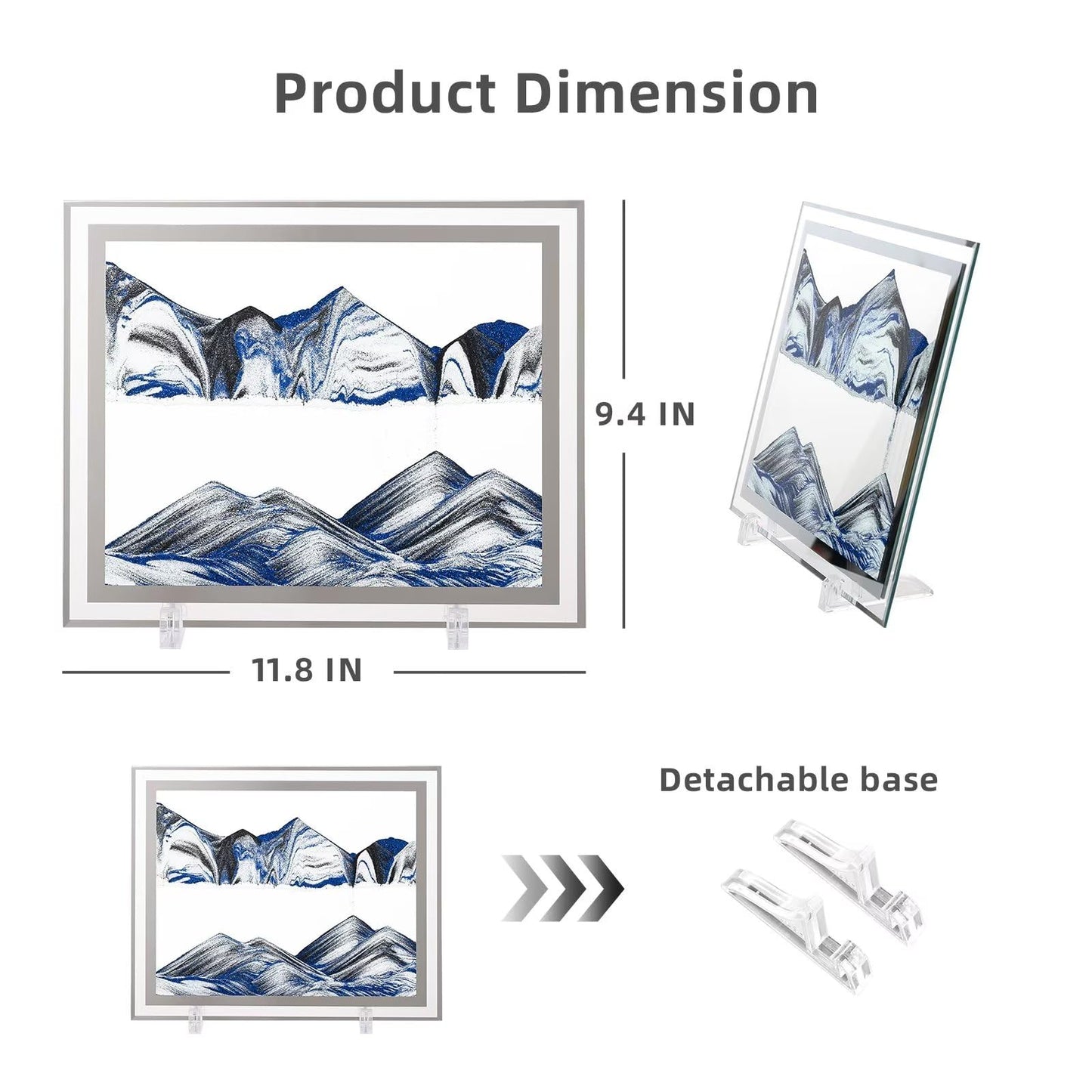 LCDOCLAK Moving Sand Art Picture (12x10 in) — 3D Hourglass Deep Sea Sandscape for Home & Office Desk