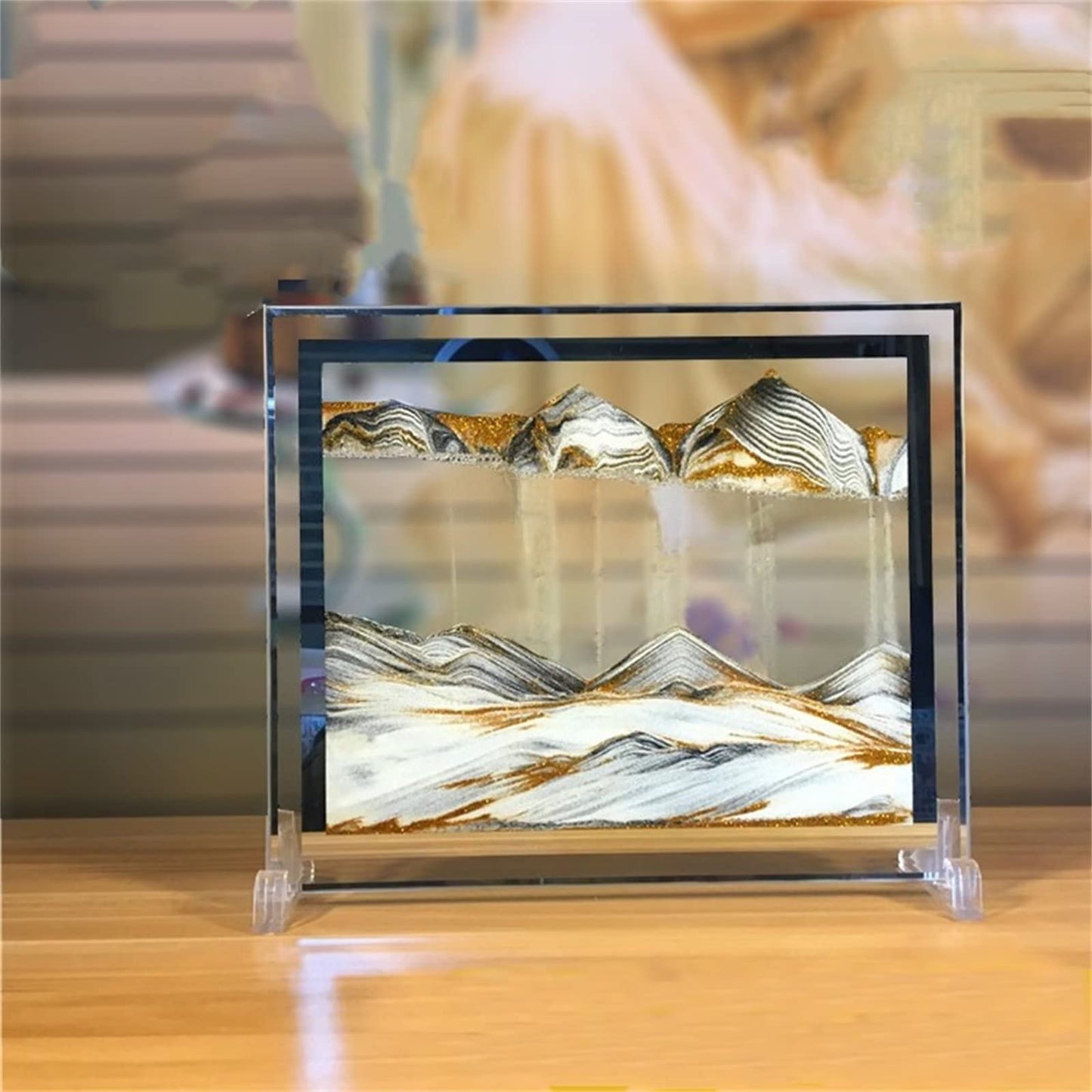LCDOCLAK Moving Sand Art Picture - 12x10 in 3D Hourglass Deep Sea Sandscape for Desk & Home Decor
