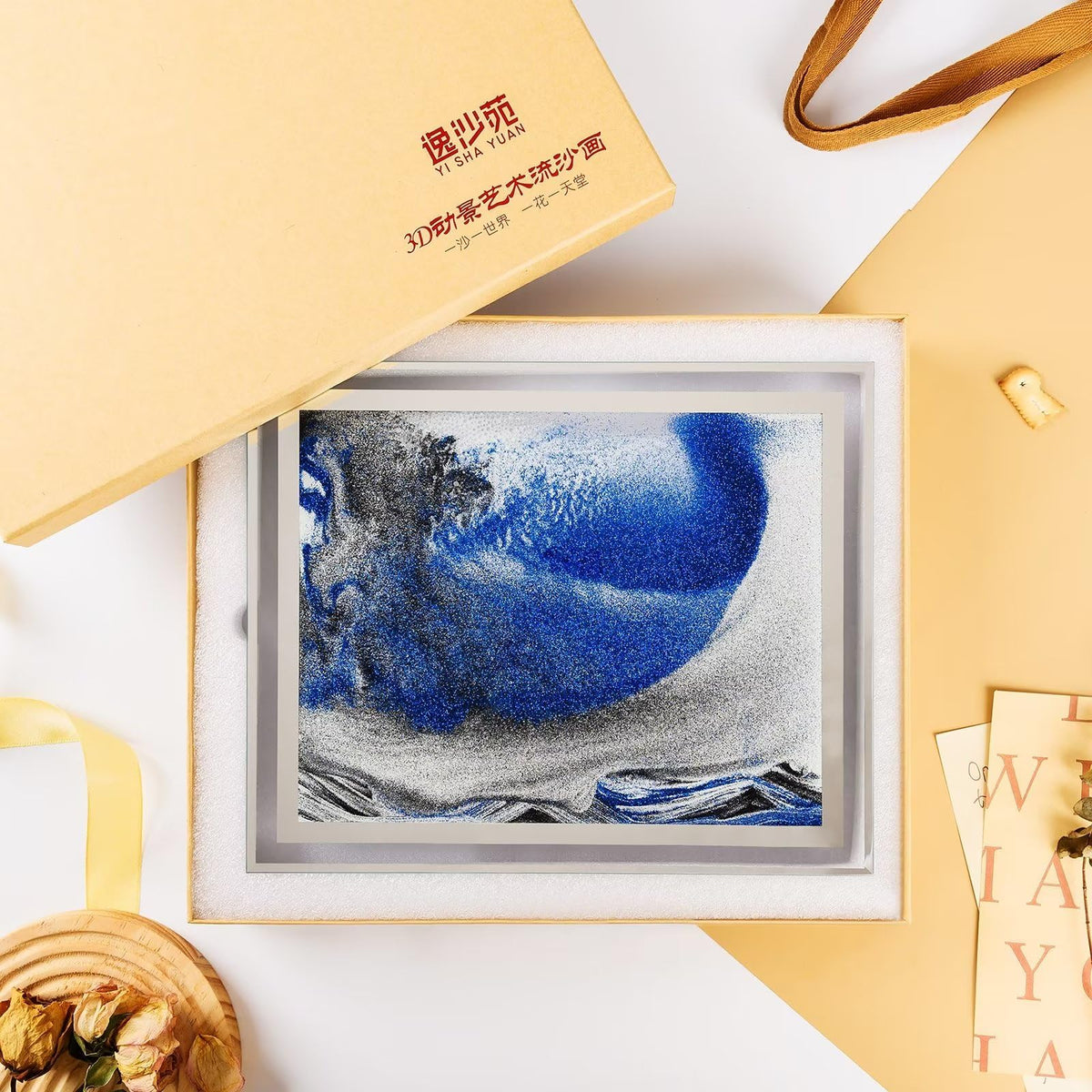 LCDOCLAK Moving Sand Art Picture (12x10 in) — 3D Hourglass Deep Sea Sandscape for Home & Office Desk