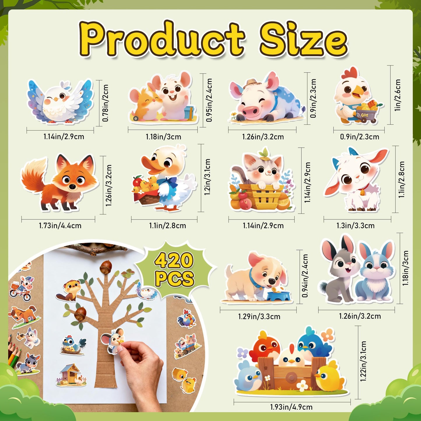 Lckaent Farm Animal Foam Stickers – 420 Pcs, Self-Adhesive Kids Craft Set
