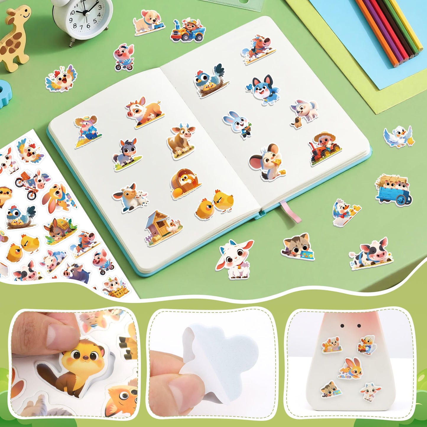 Lckaent Farm Animal Foam Stickers – 420 Pcs, Self-Adhesive Kids Craft Set