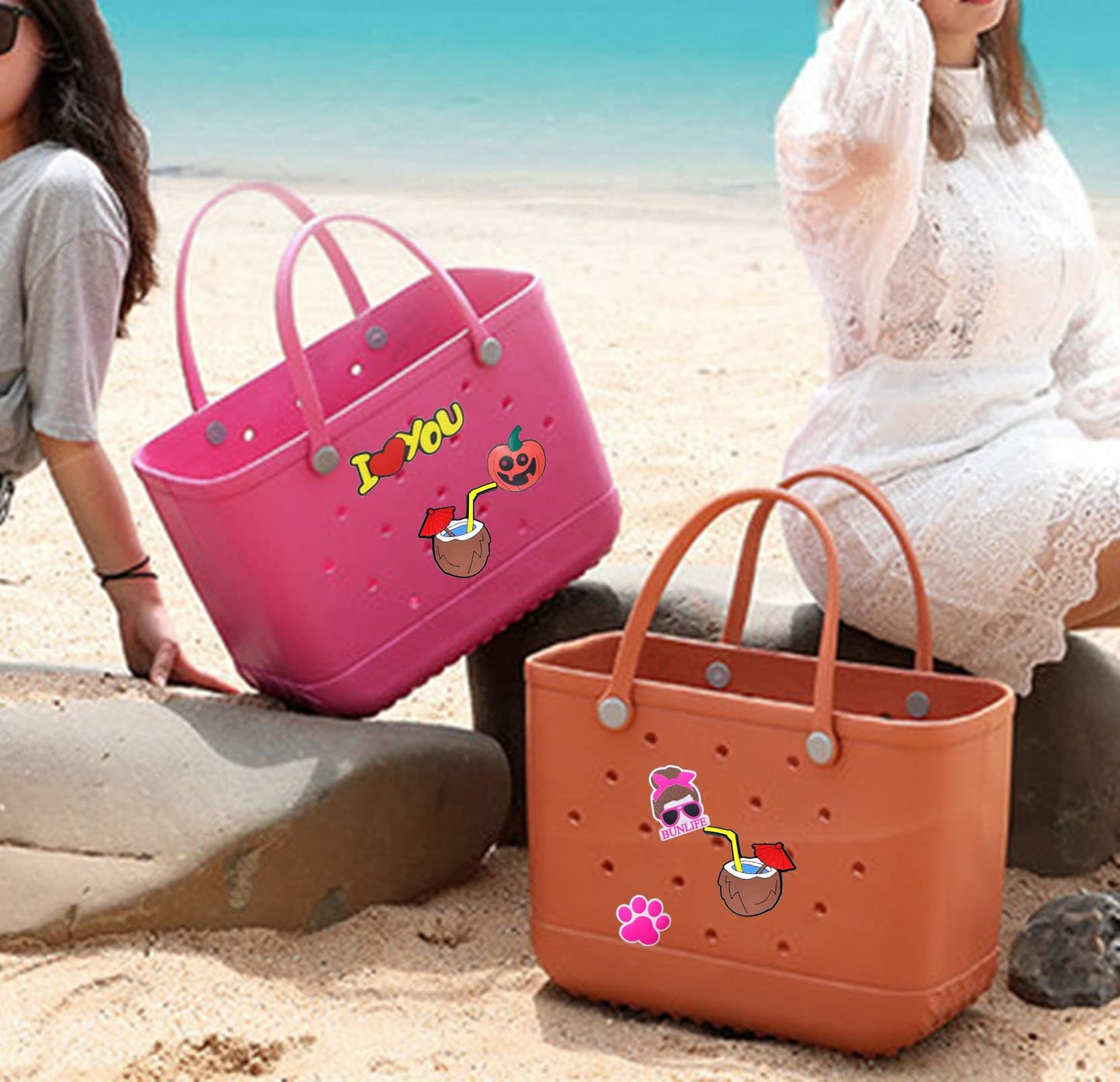 Lckaey Rubber Beach Bag Accessories for Bogg Bag Totes – Charms & Inserts