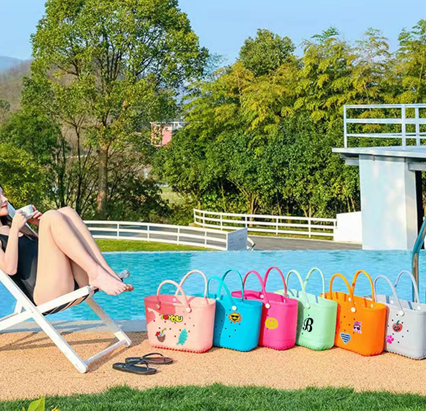 Lckaey Rubber Beach Bag Accessories for Bogg Bag Totes – Charms & Inserts