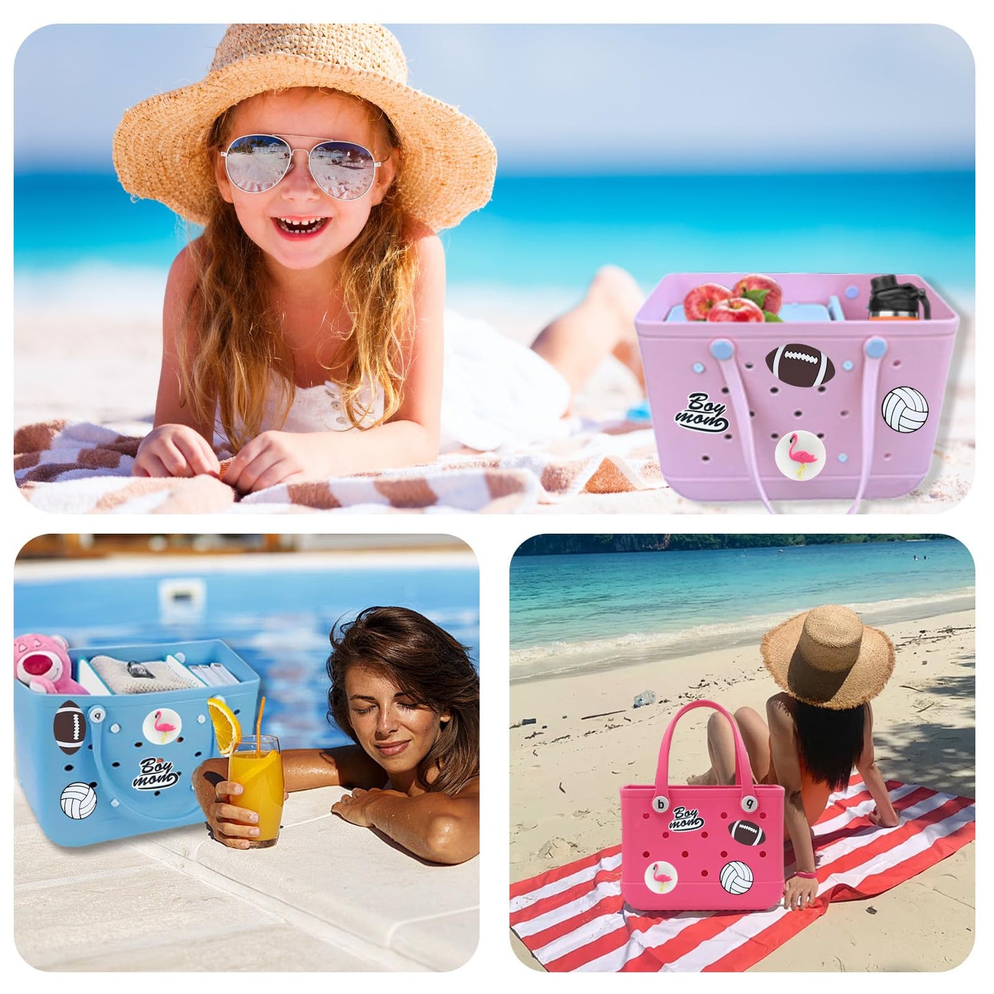 Lckaey Rubber Beach Bag Accessories – PVC Decorations for EVA Purse Bogg Inserts (Y064Figure 50)