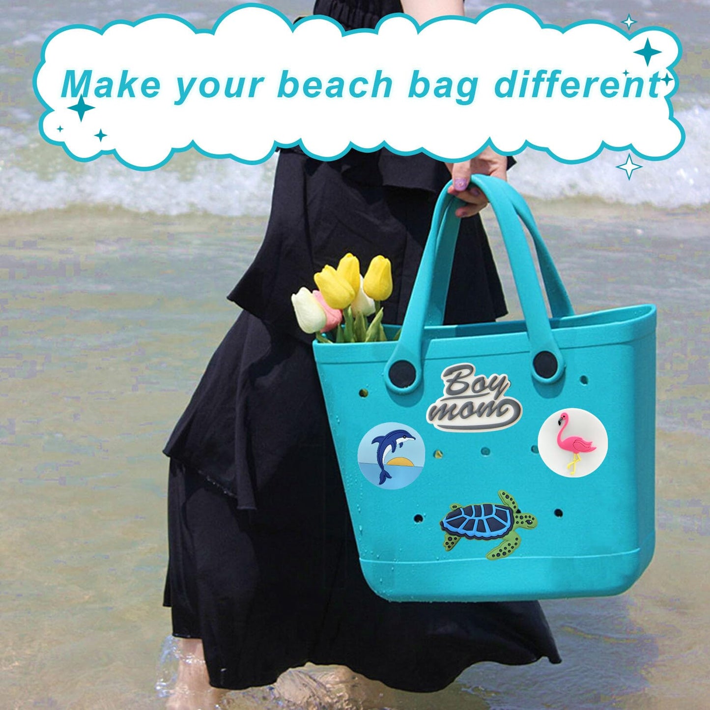 Lckaey Rubber Beach Bag Accessories – PVC Decorations for EVA Purse Bogg Inserts (Y064Figure 50)