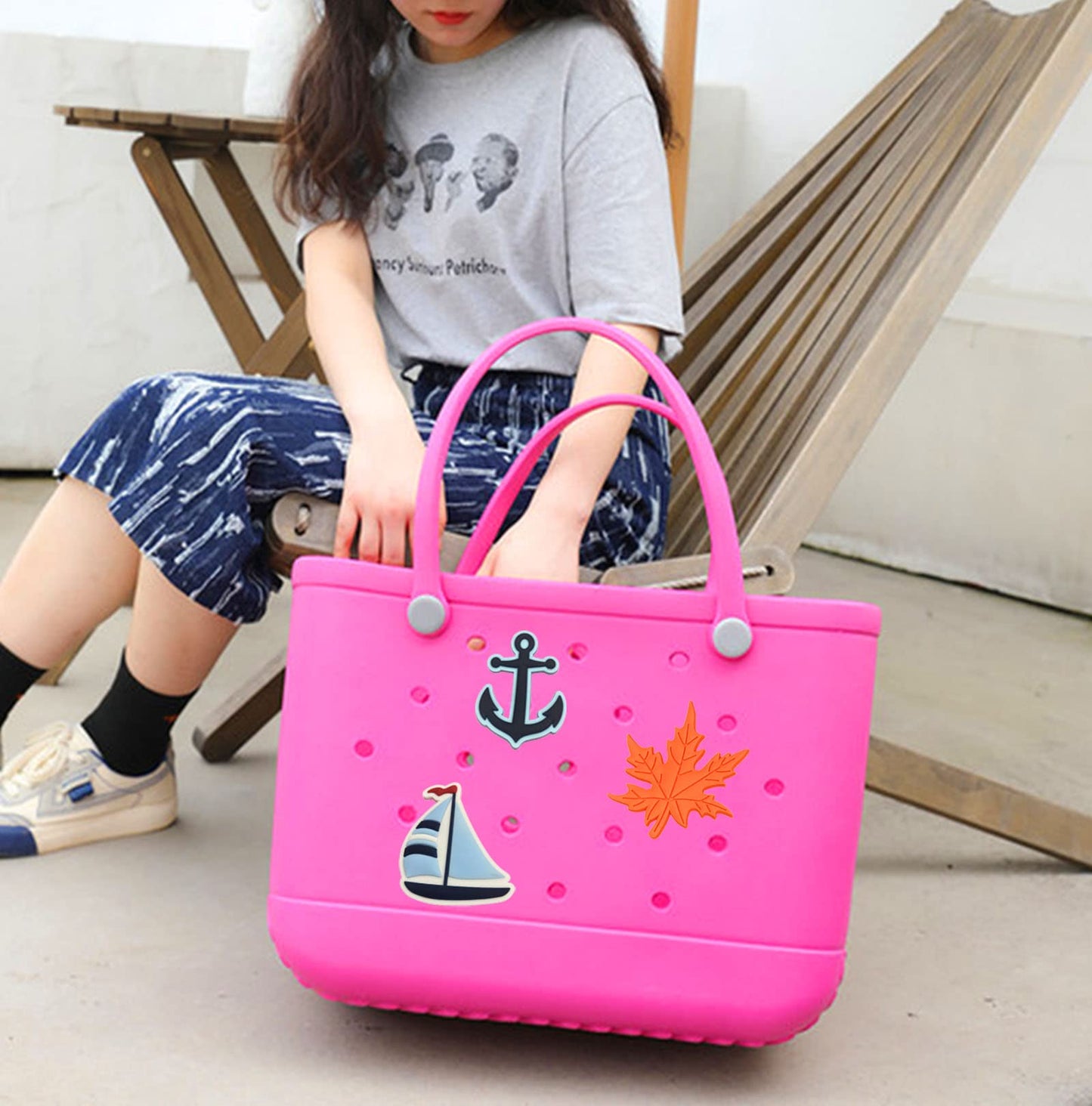 Lckaey Rubber Beach Bag Accessories for Bogg Bag Totes – Charms & Inserts
