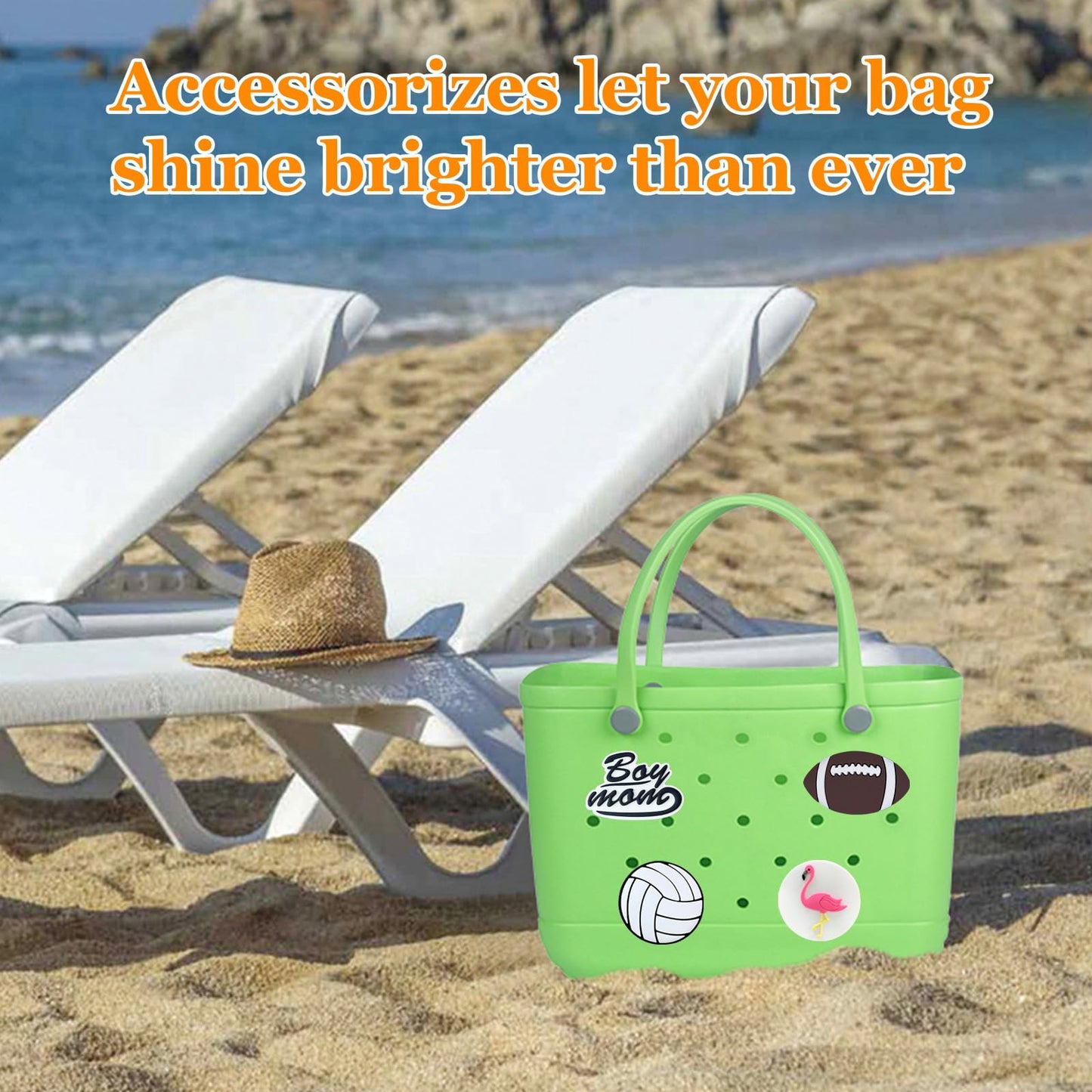 Lckaey Rubber Beach Bag Accessories – PVC Decorations for EVA Purse Bogg Inserts (Y064Figure 50)