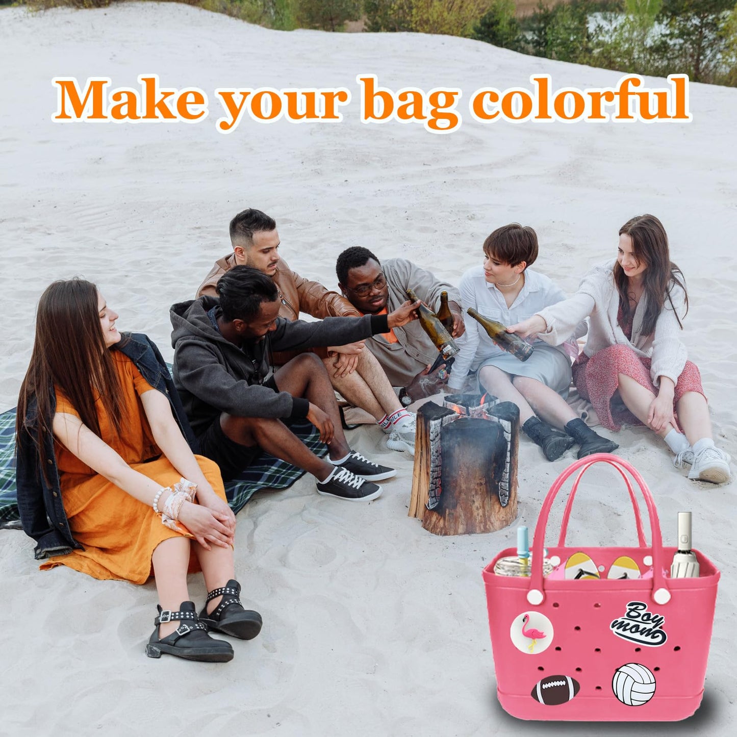 Lckaey Rubber Beach Bag Accessories – PVC Decorations for EVA Purse Bogg Inserts (Y064Figure 50)