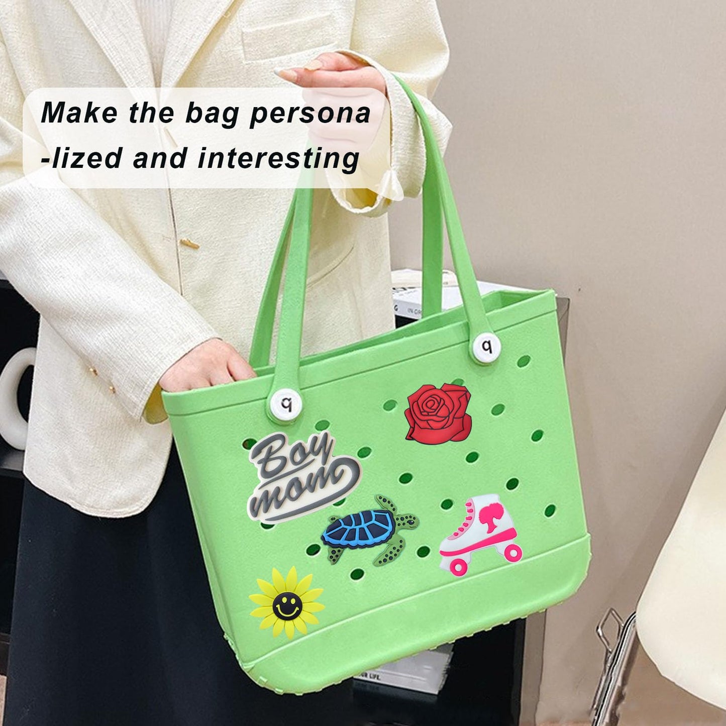 Lckaey Rubber Beach Bag Accessories – PVC Decorations for EVA Purse Bogg Inserts (Y064Figure 50)