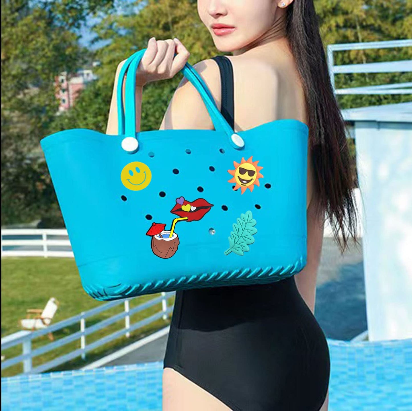 Lckaey Rubber Beach Bag Accessories for Bogg Bag Totes – Charms & Inserts