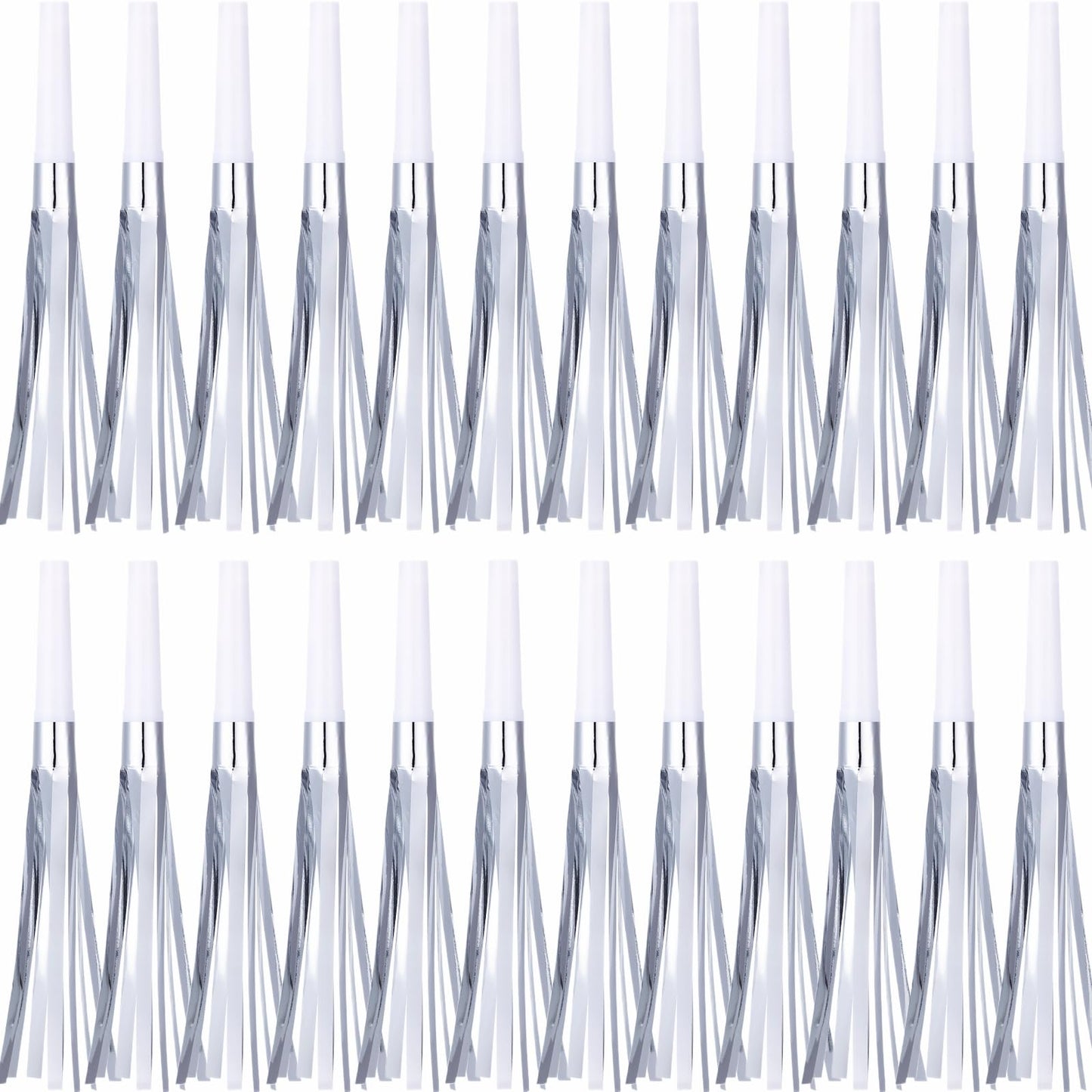 LCPQMZGH 24 Pcs Glitter Silver Noise Makers Horns for Parties