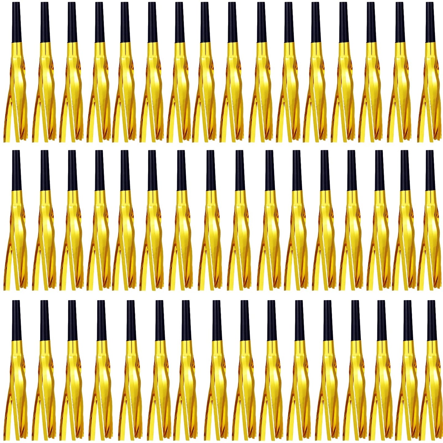LCPQMZGH 48 Pcs Gold Glitter Noise Makers Horns – Fringe Party Favors