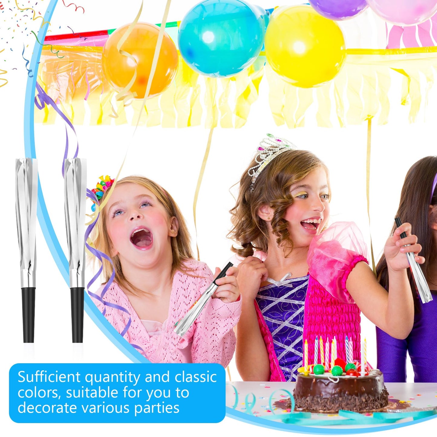 LCPQMZGH 30 Pcs Gold Glitter Noise Makers – Metallic Fringed Party Horns for New Year & Celebrations