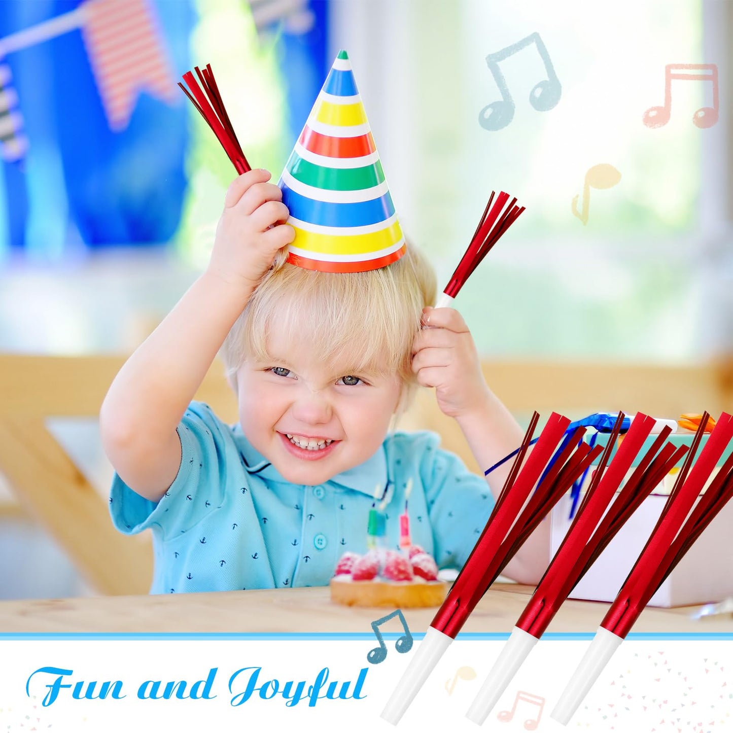LCPQMZGH 30 Pcs Gold Glitter Noise Makers – Metallic Fringed Party Horns for New Year & Celebrations